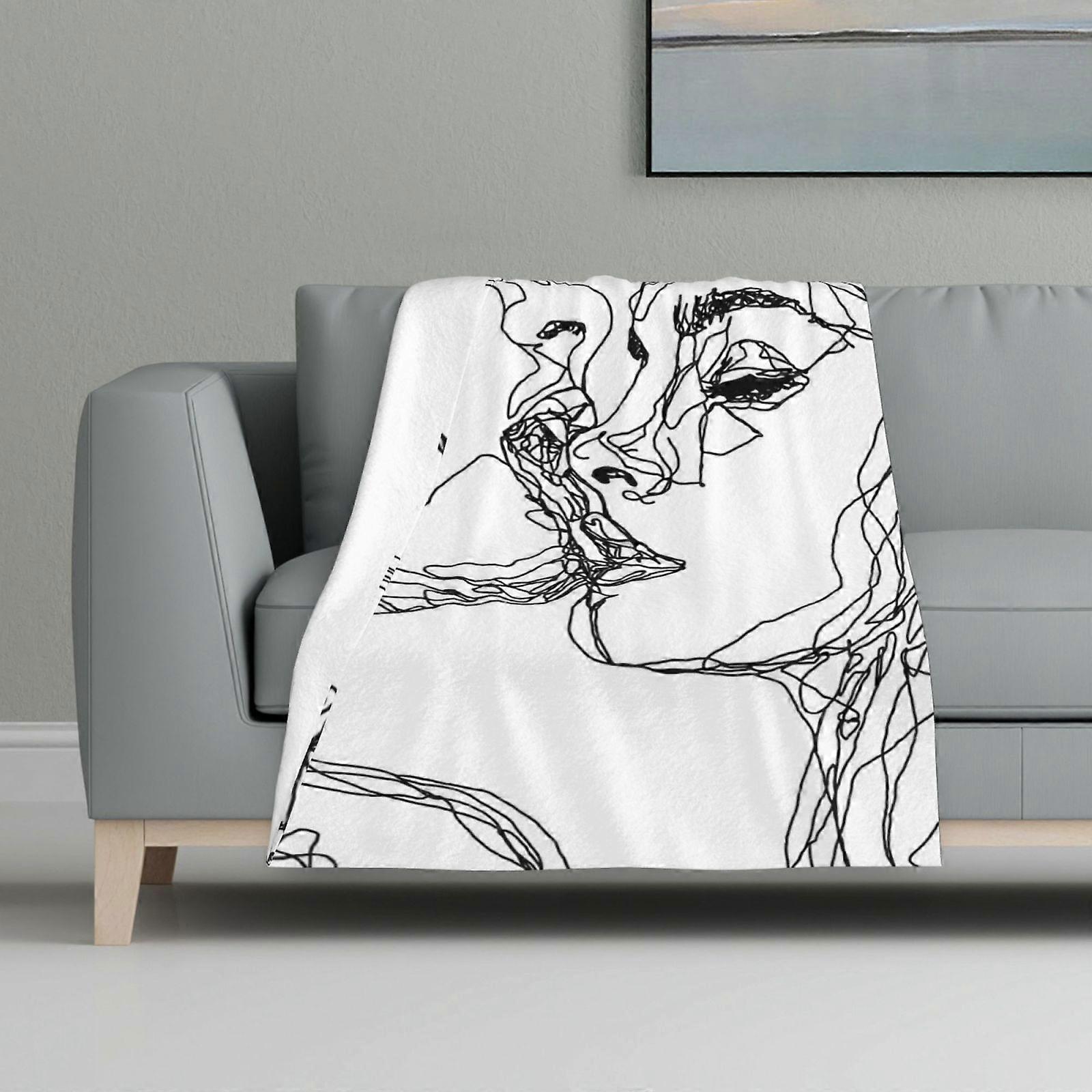 Blanket Multicolour Printed Blanket Super Soft Flannel Lightweight Fluffy Plush Bed Blanket Kiss More Often (B & W)