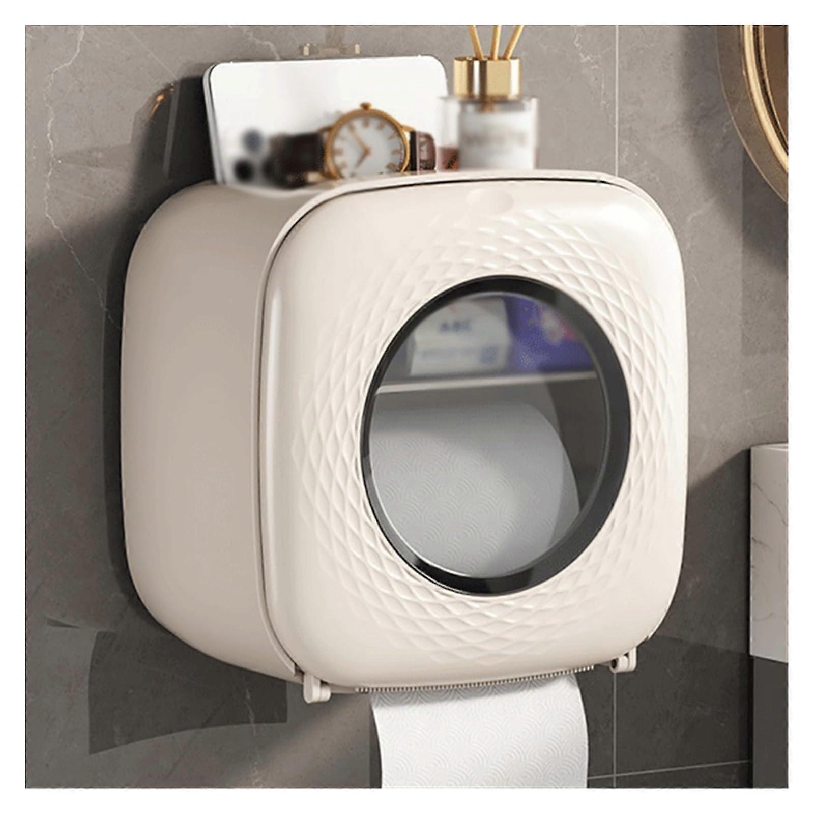 Tissue Box Cover Wall Mounted Tissue Box No Punching Design Toilet Paper Storage Box Style A