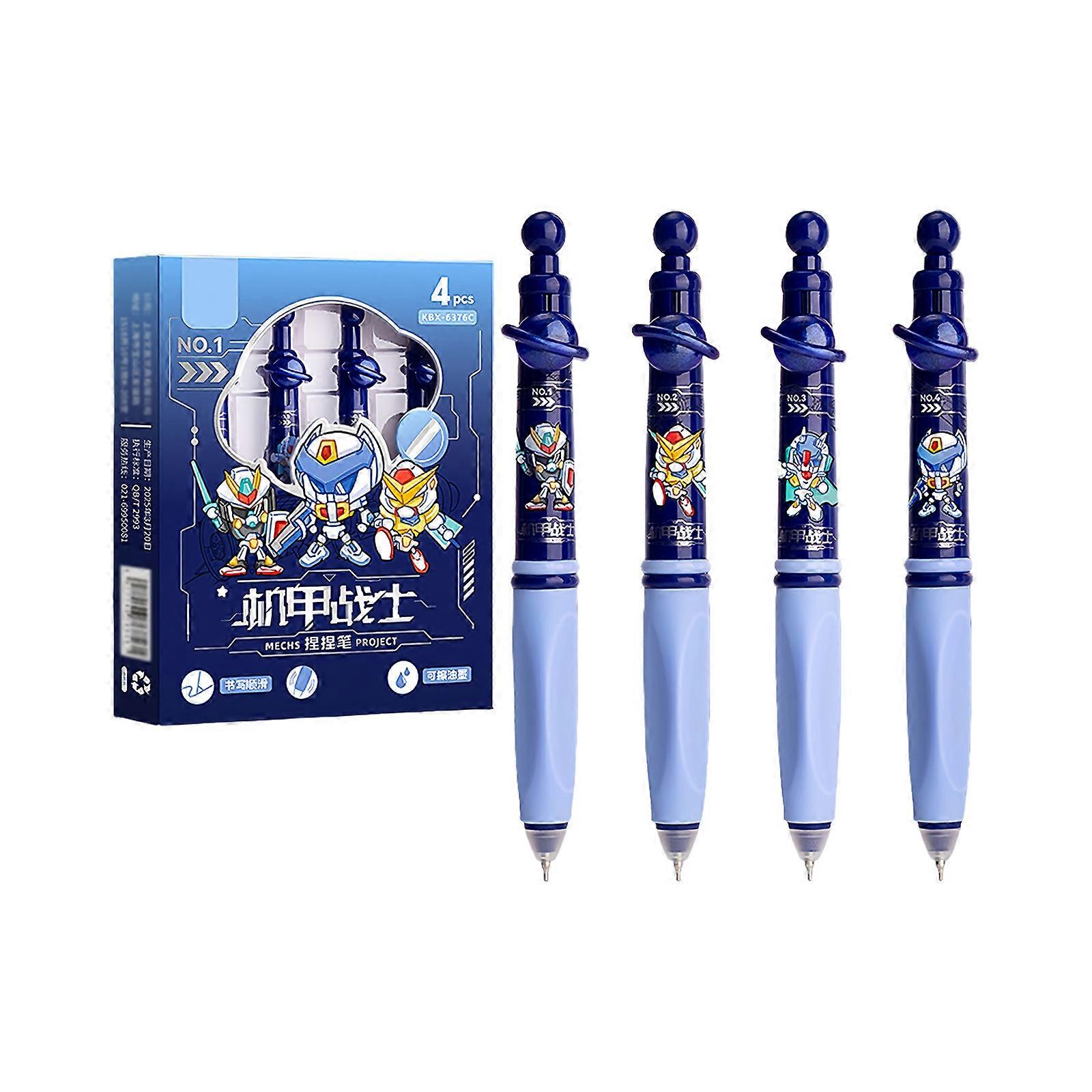 4Pcs Retractable Gel Pen 0.5MM Tip Comfortable Triangular Grip Gel Inks Pen Quick Drying for Note Taking Journaling Multicolor