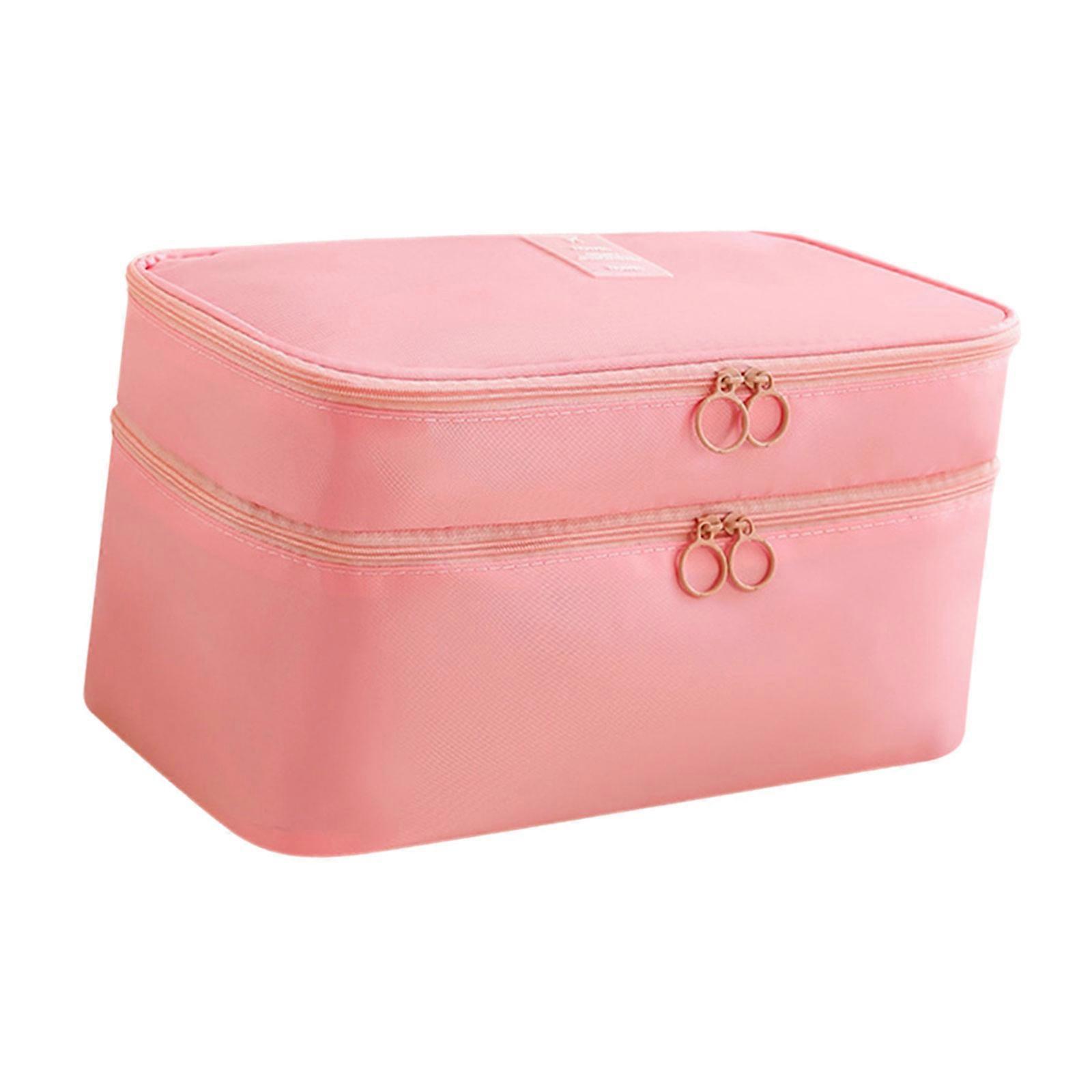 Multipurpose Sturdy Oxford Farbic Organizers with Drawer Styles Clear Materials and Adjustable Partitions Home Accessory  Pink