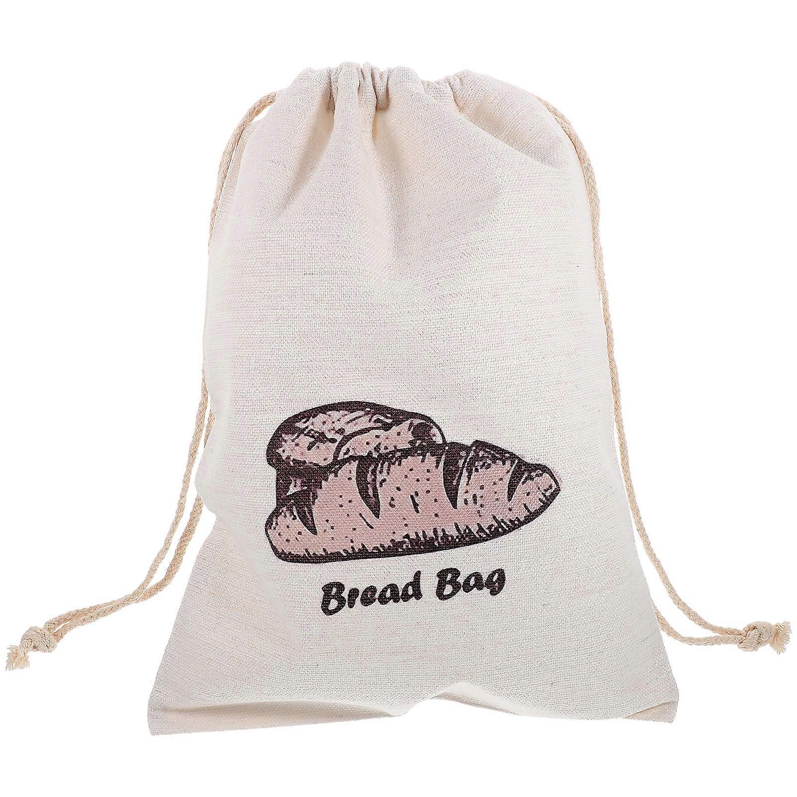 Linen Bread Bag Drawstring Bread Storage Pouch Food Packing Bag Bread Container