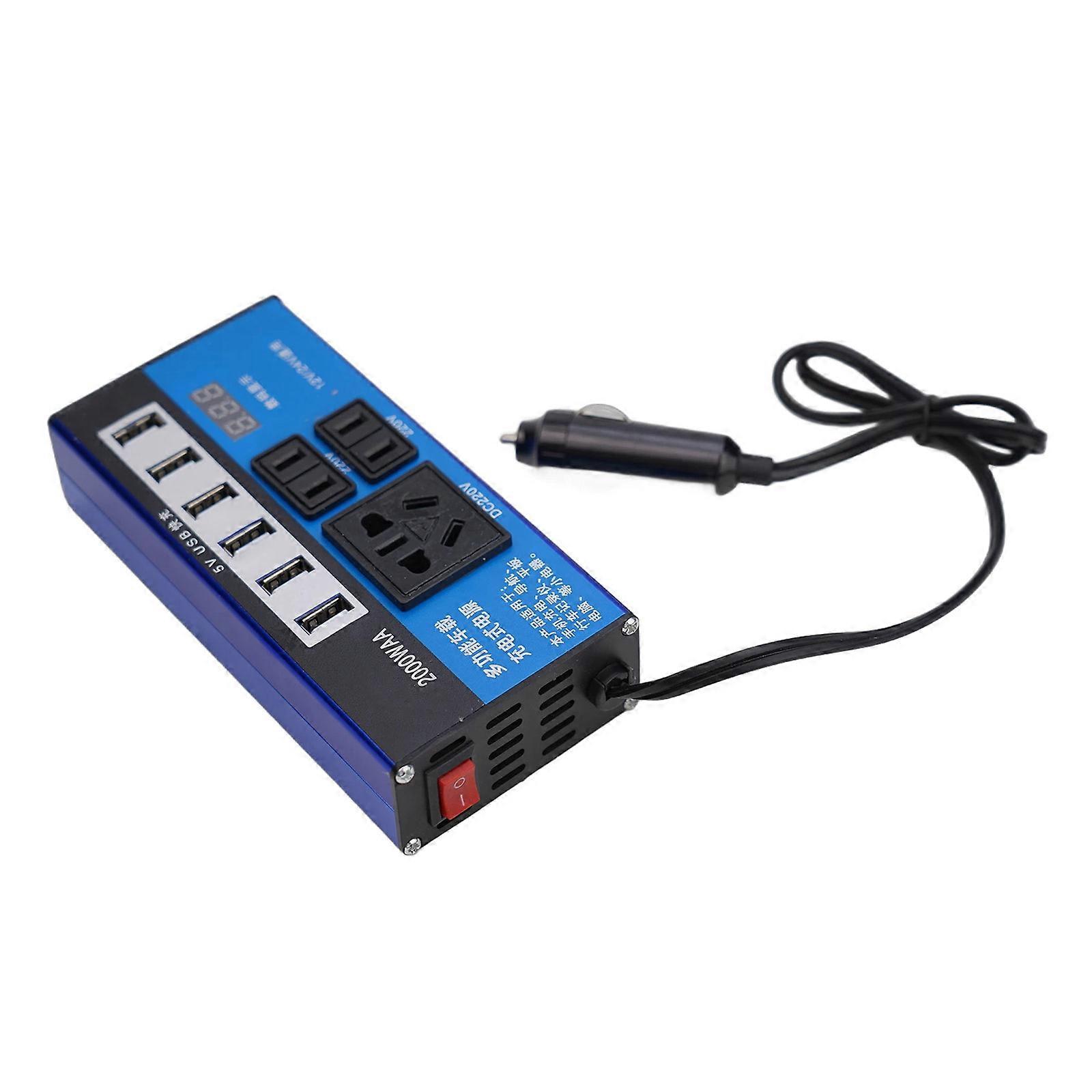 Multifunction Intelligent Vehicle Car Power Converter 12V/24V To 110V/220V, 1500W Inverter With Multiple Safety Features Multicolor