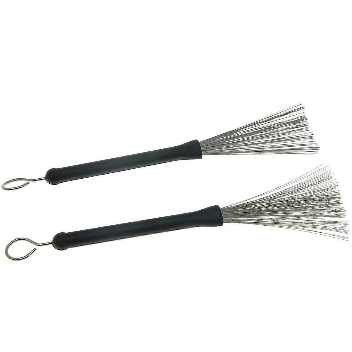 2 Pack Steel Wire Jazz Drum Brushes with Retractable Handles for Drum Set Performance