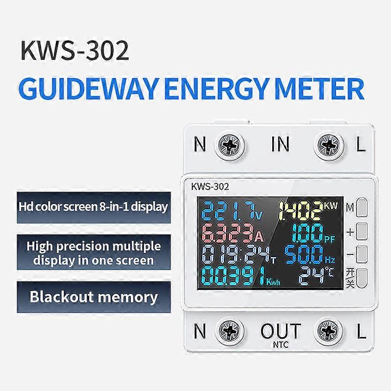 8 in 1 WiFi Smart Energy Meter Power Meter Color Screen Phone APP Remote Control Voltmeter Voltage Amps Watt Kwh Meter