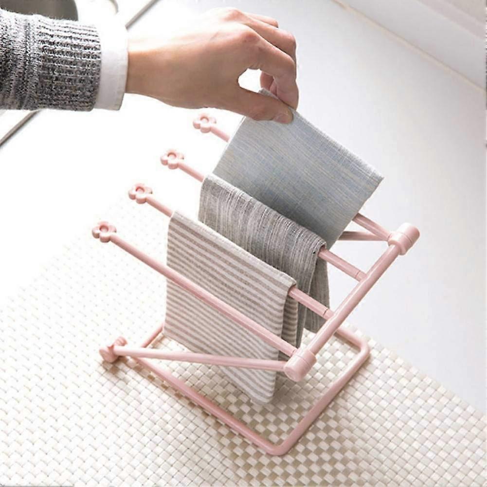 Bathroom Towel Rack Corner Stand with 4 Layers, Folding Plastic Shelf for Paper Holder and Kitchen Cloth Organizer