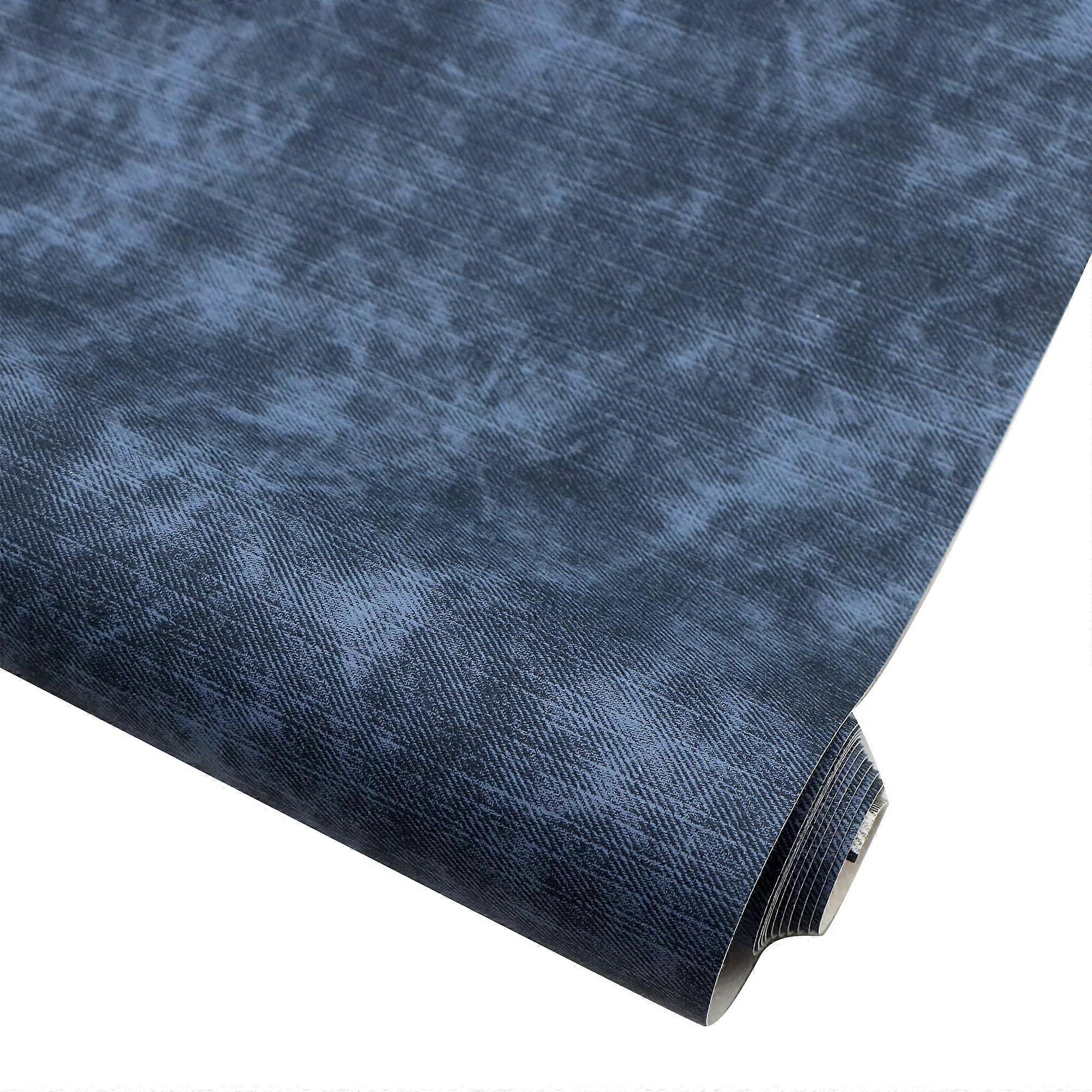 Smooth Faux Leather Sheet 11x55in Printed Synthetic Leather Fabric for DIY Bows Earrings Crafts Denim Blue