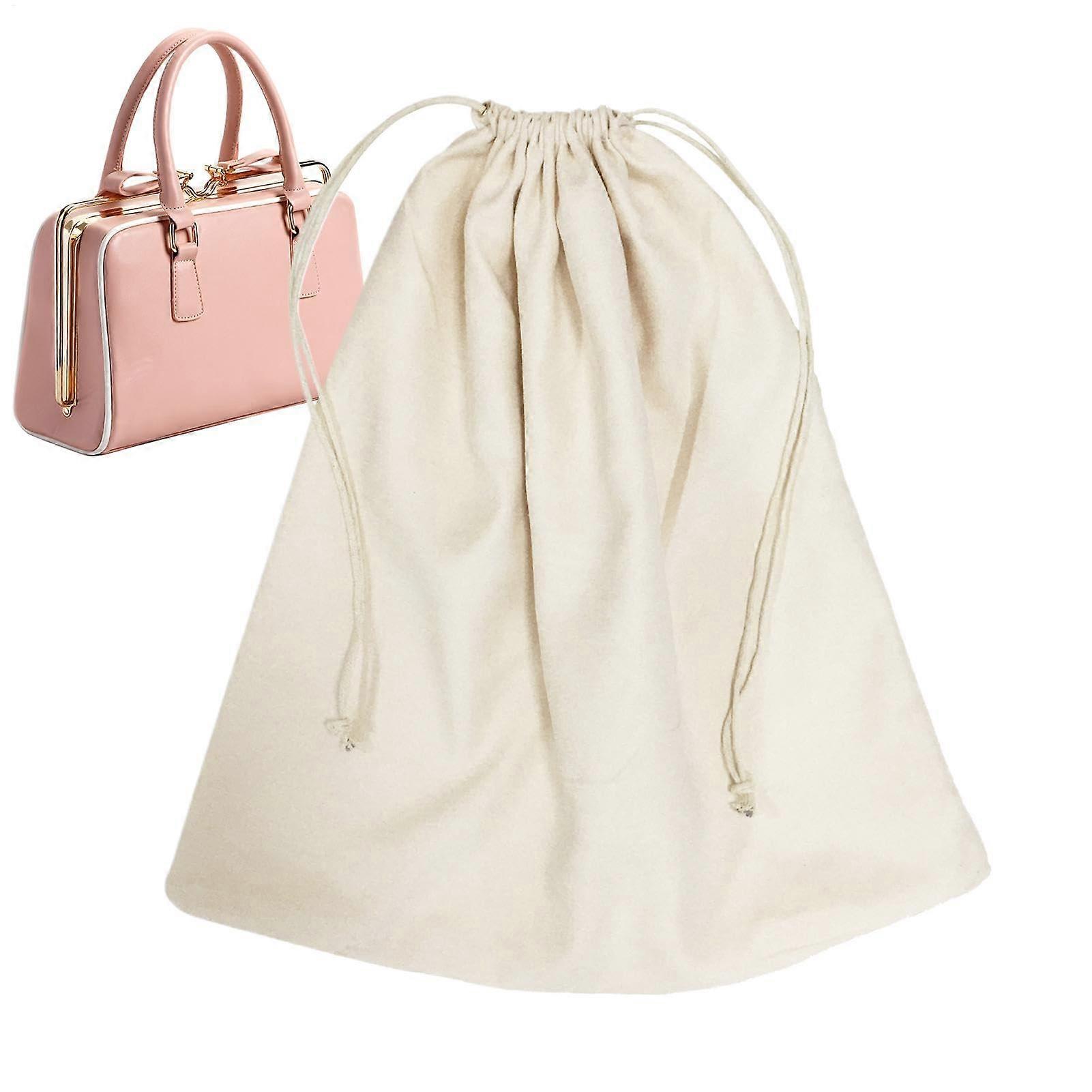 Drawstring Dust Bags Handbag Storage Dust Cover Soft Fabric White Purse Protector With Drawstring Cord