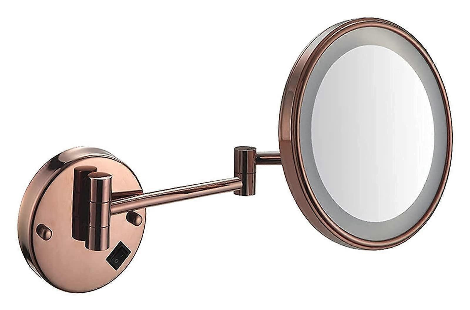 Lighted Makeup Mirror Wall Mounted 8 Inch 10X Magnification with LCD Lights and 360° Rotation