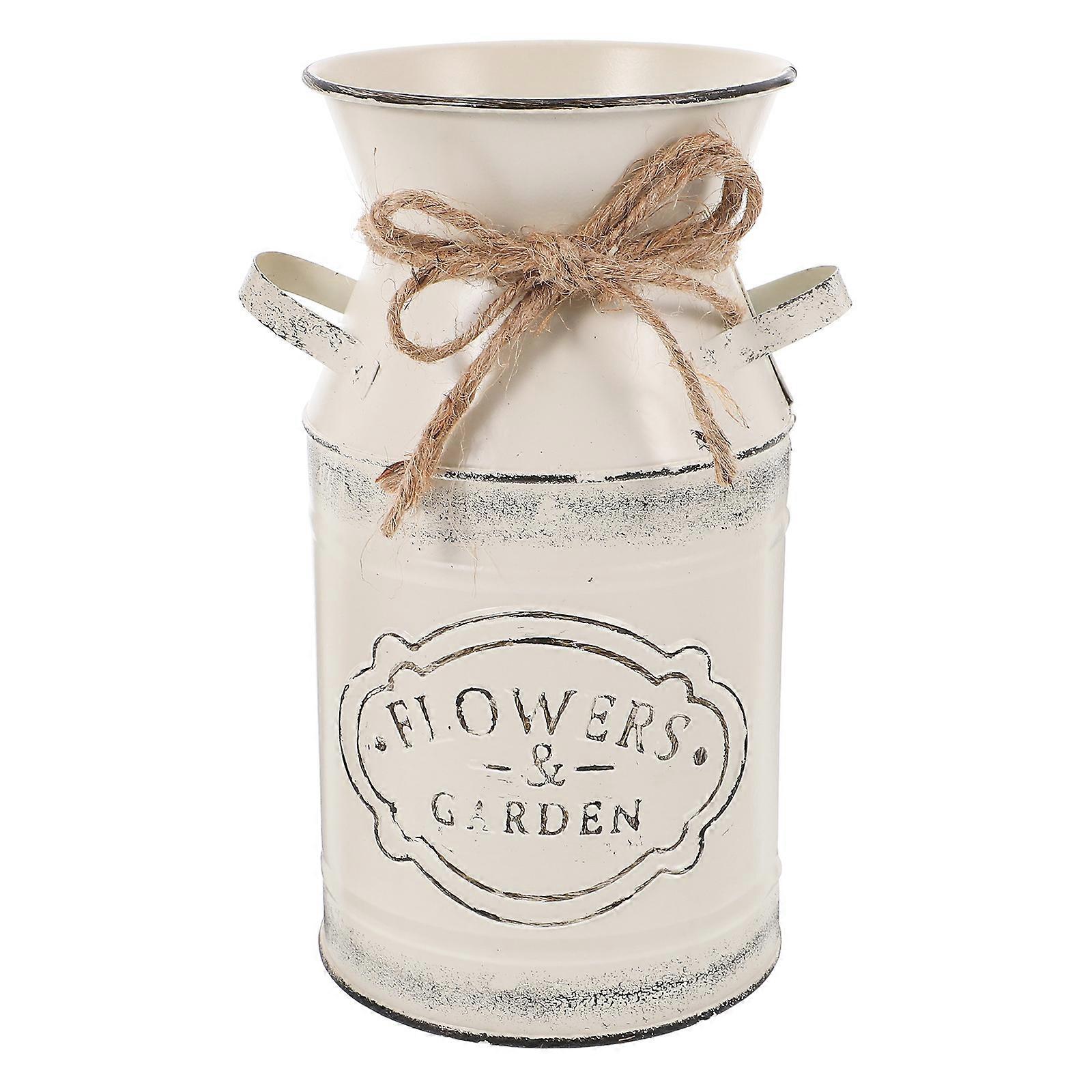 Multi Color Rustic Iron Flower Vase with Rope for Table Centerpieces