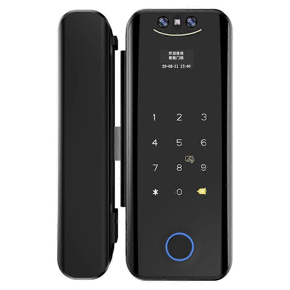 WIFI Tuya Smart Locks 3D for Glass Door with Camera Fingerprint Face Recognize Card Password Biometric Key App Unlock
