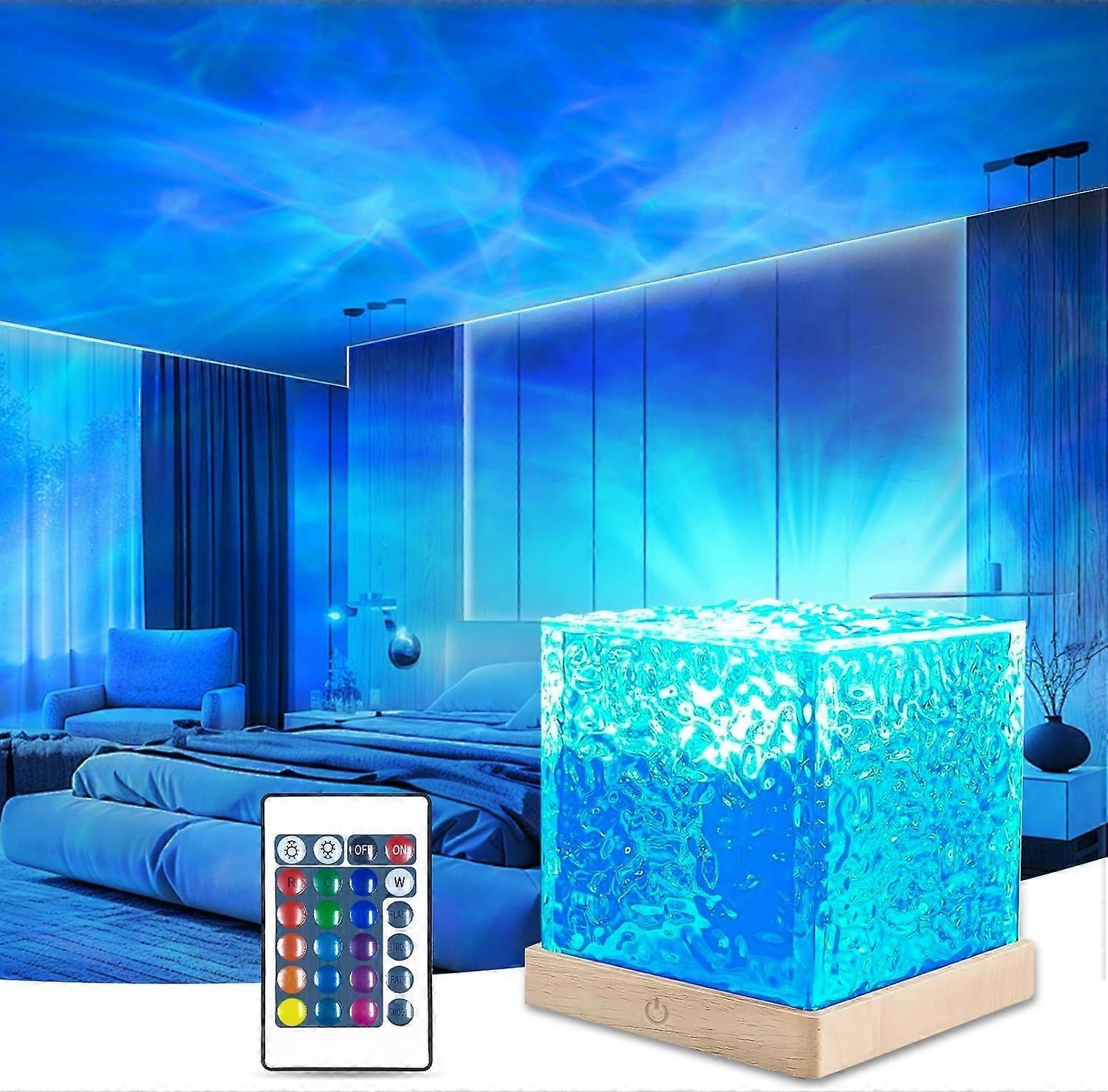 Ocean Wave Projector Light, 16-Color Luminor the Cube Lamp & App Remote, 3D Holographic Water Ripple Romantic Ambient Lighting