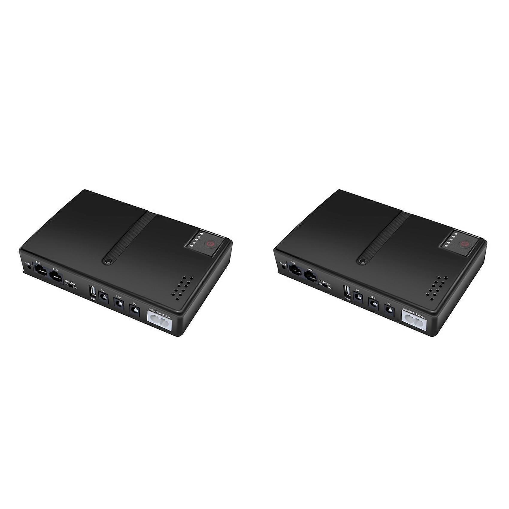 2X DC UPS Uninterruptible Power Supply Mini UPS 5V9V12V 36W 10400Mah Router Optical Cat Monitor Backup EU Plug