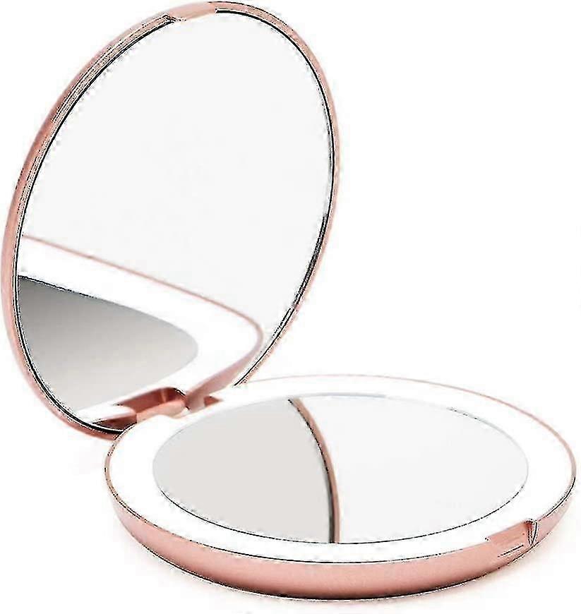 Led Lighted Travel Makeup Mirror, 1x/10x Magnification - Daylight Led, Compact, Portable, Large 4" Wide Illuminated