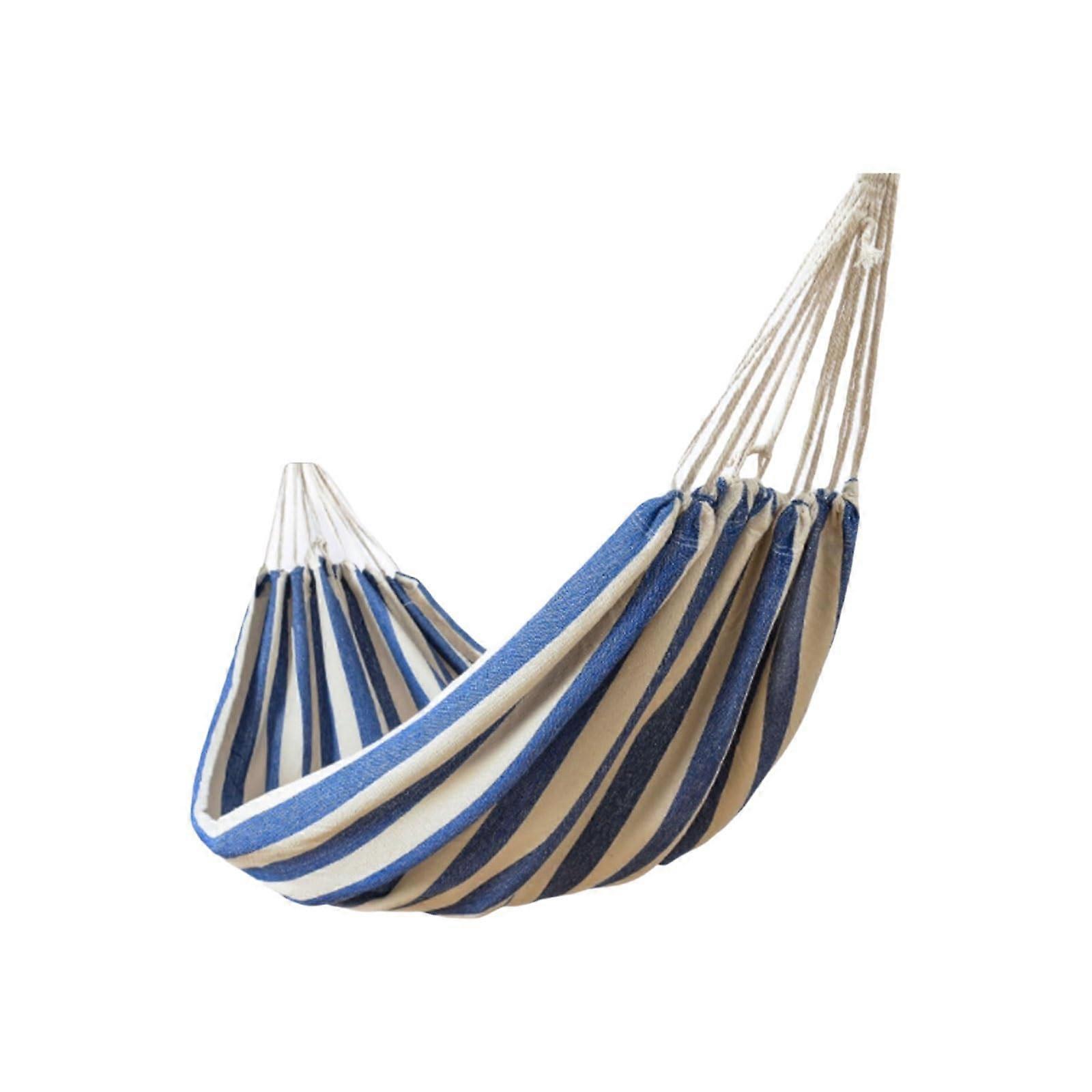 Camping Hammock Canvas Blue Colorfast Breathable Fabric Easy Install Washable for Outdoor Indoor