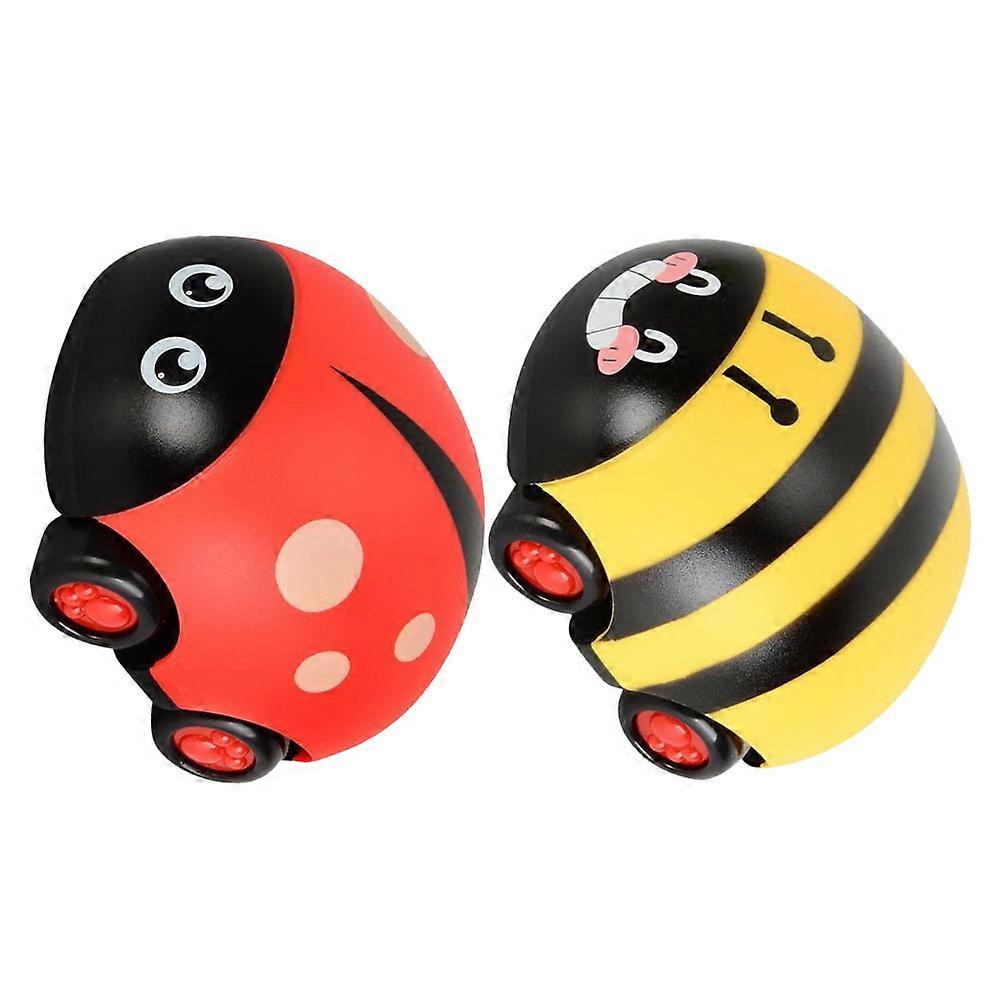 Friction Powered Pull Back Car Cartoon Animal Shape Toy Vehicle 2Pcs