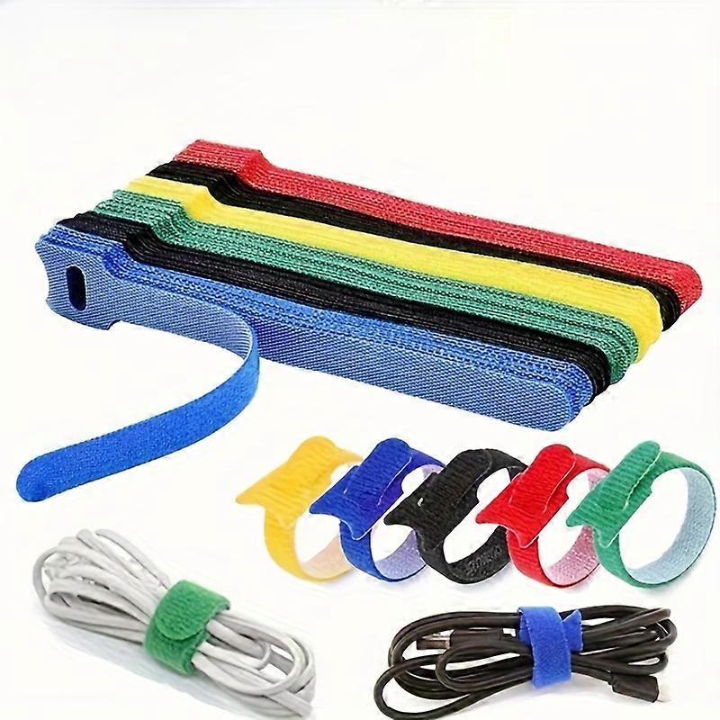 60pcs Reusable Nylon Hook & Loop Strap - Durable, Soft Self-Adhesive Tape Organizer for Everyday Office Use, Melange, Plastic