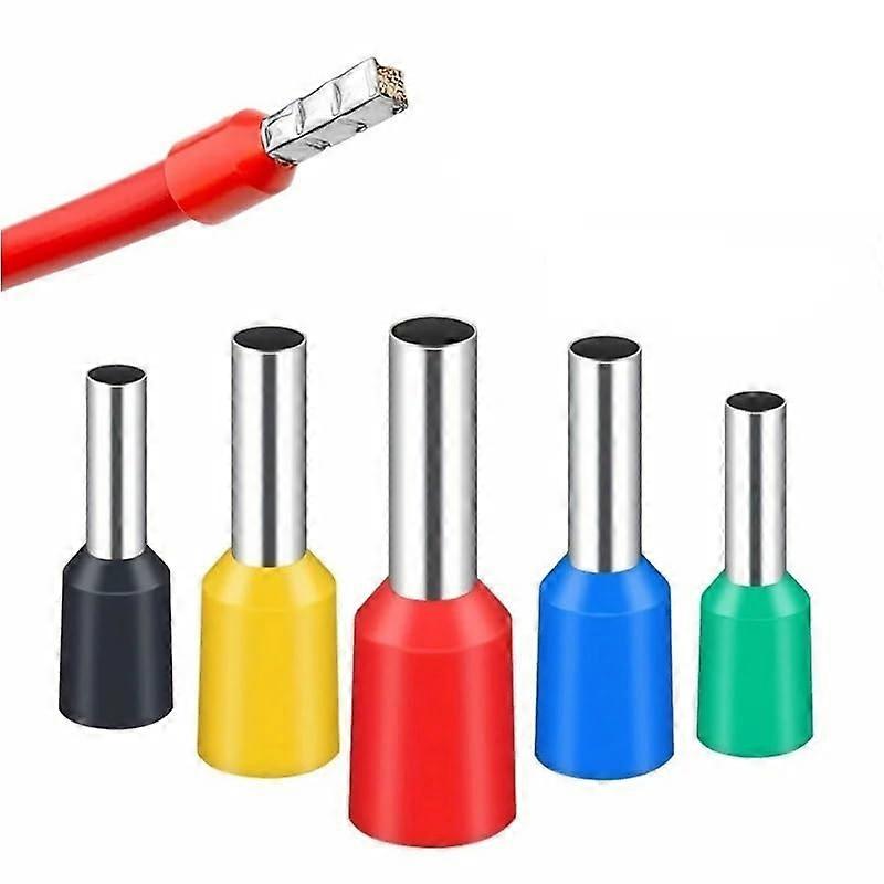 100 Pack E2508 2.5mm² Insulated Wire Connectors Crimp Terminals for Secure Cable Connection