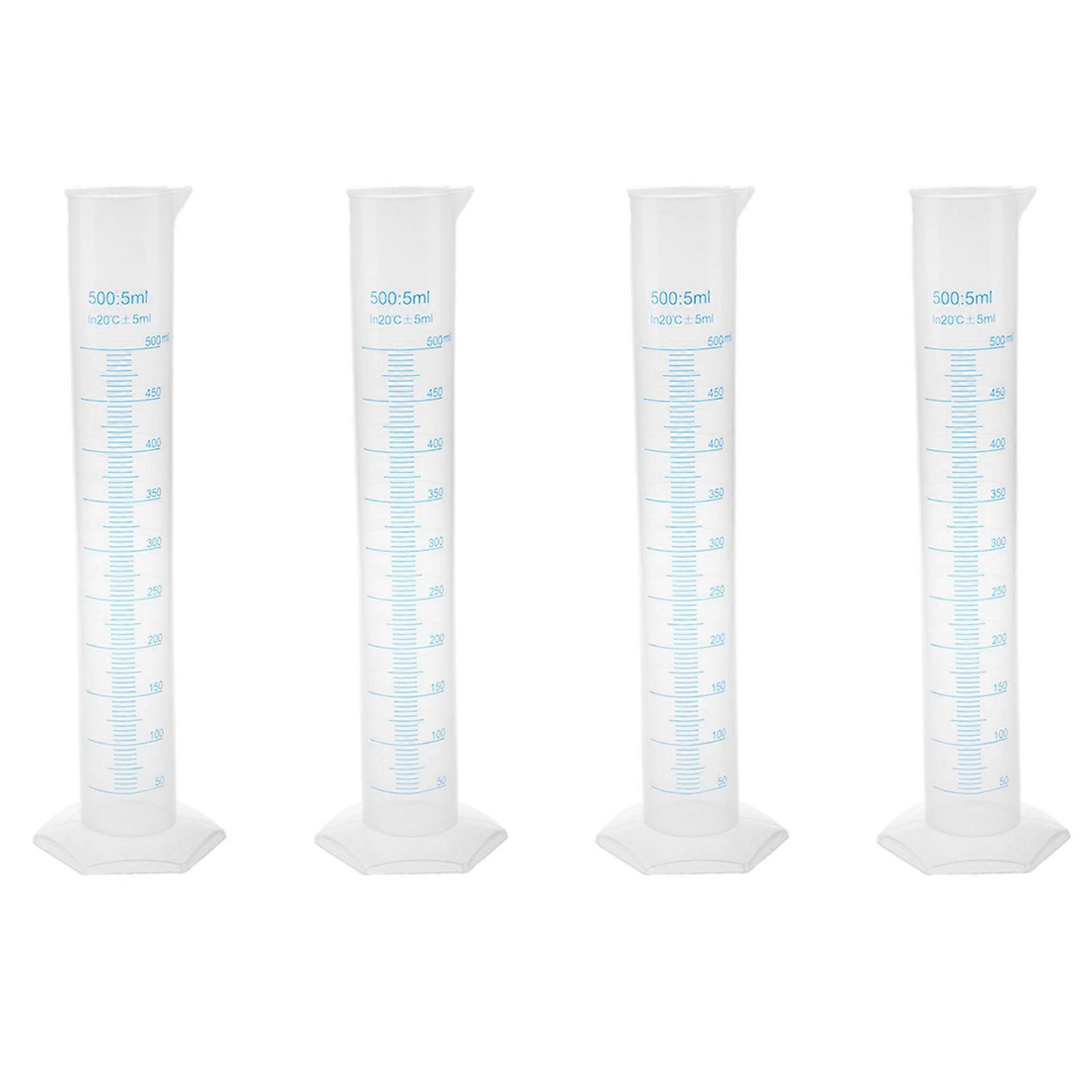4X 500 Ml Plastic Transparent Graduated Tube.