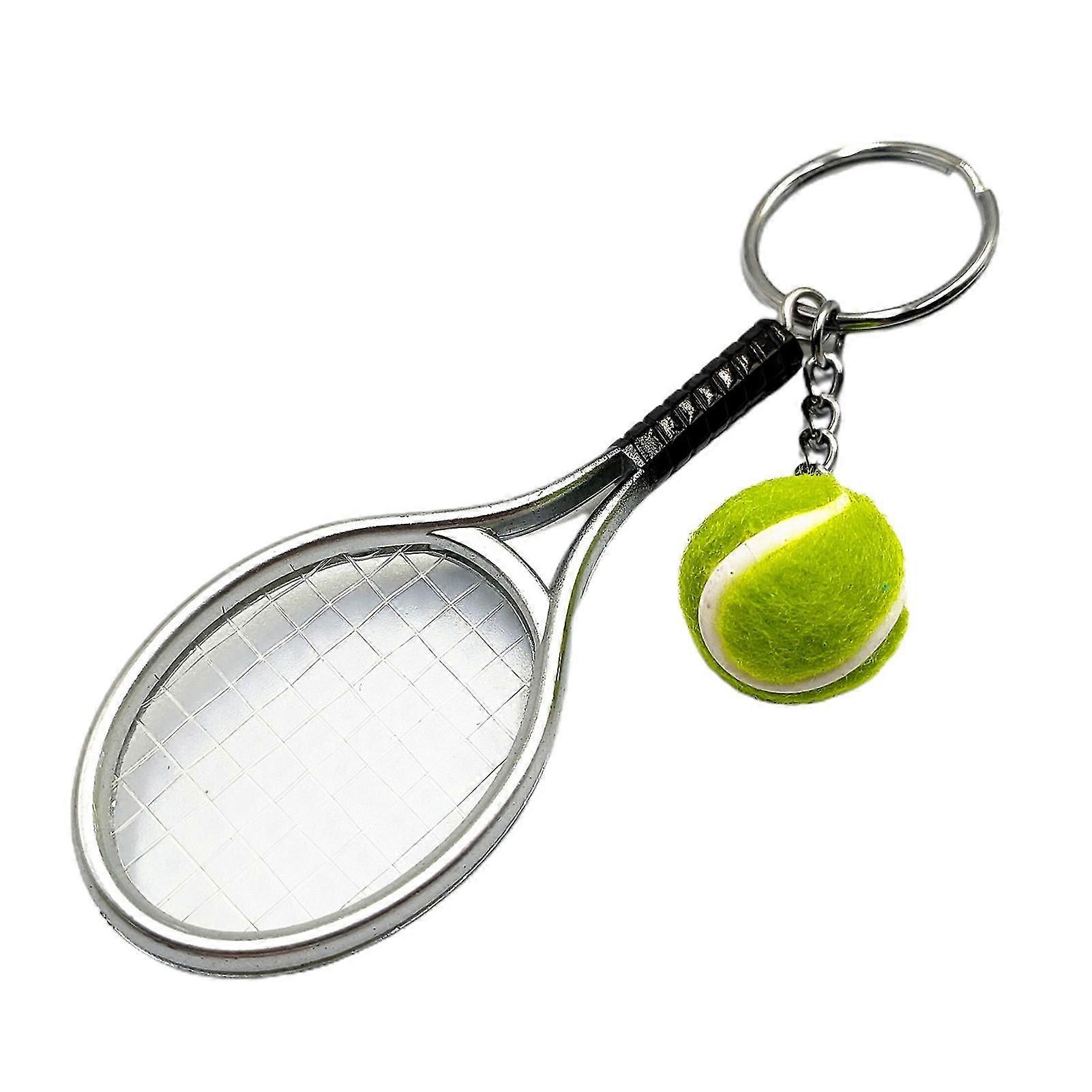 Simulation Mini Tennis Racket Ball Keychain Pendant Bag Key Ring Accessories