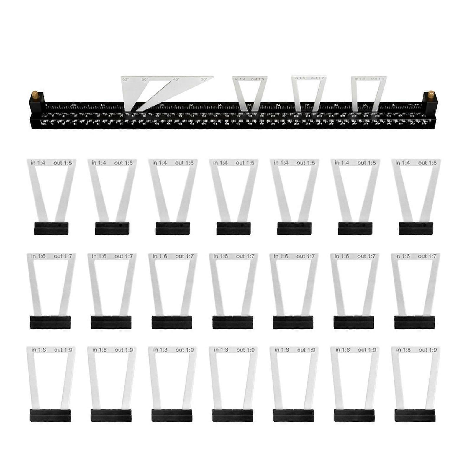28pcs Modular Dovetail Layout Tool Set with Clear MultiScale Marking and Flexible Measuring Rules