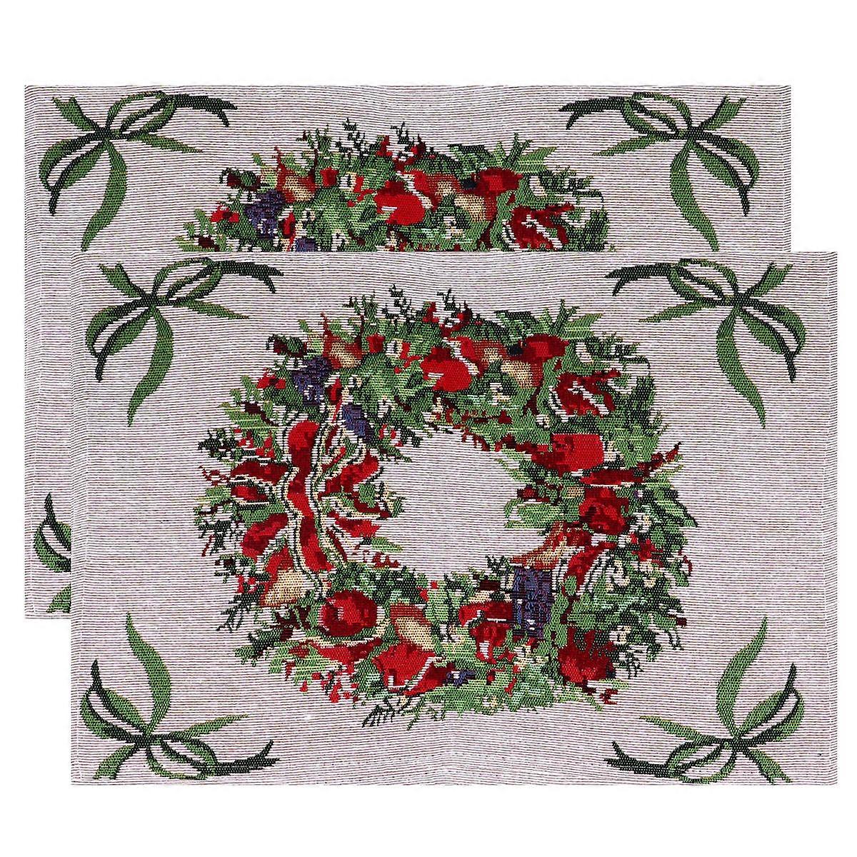 Garland Pattern Placemat Christmas Table Mat for Table Use 3Sets
