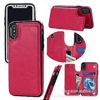 Case For Iphone 13 Mini Rose Red Multifunctional Crazy Horse Pattern Left And Right Open Double Buck No8667