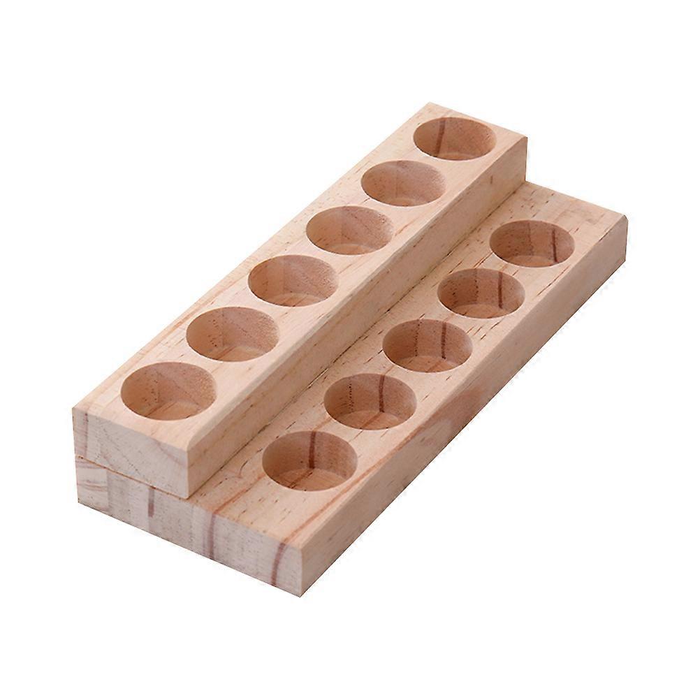 Essential Oil Storage Box Solid Wood Shelf for Desktop with 2Pcs 2-Layer