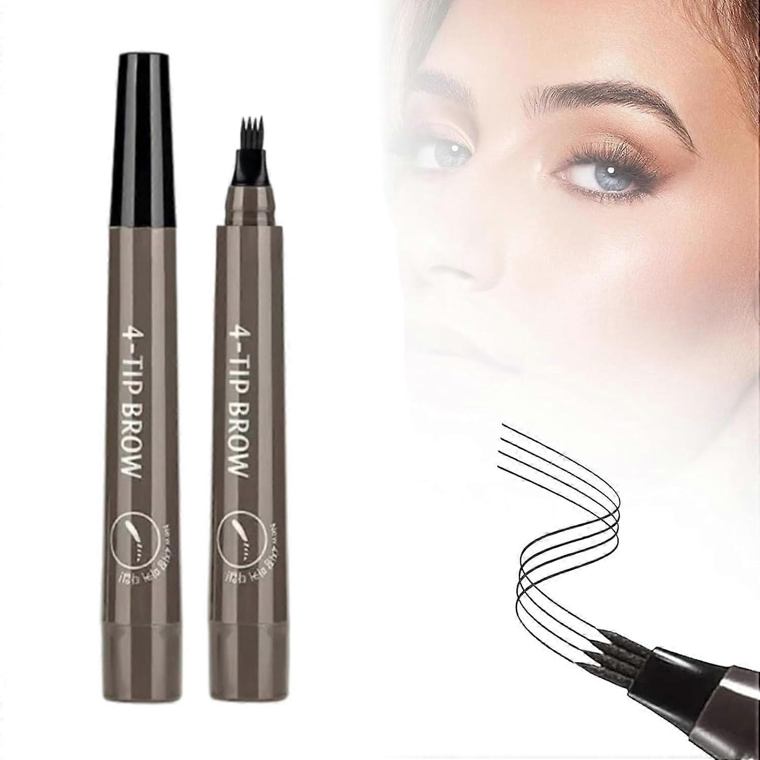 Waterproof Microblading Eyebrow Pencil Grey Brown with 4 Point Tip and Brush for Precise Shaping
