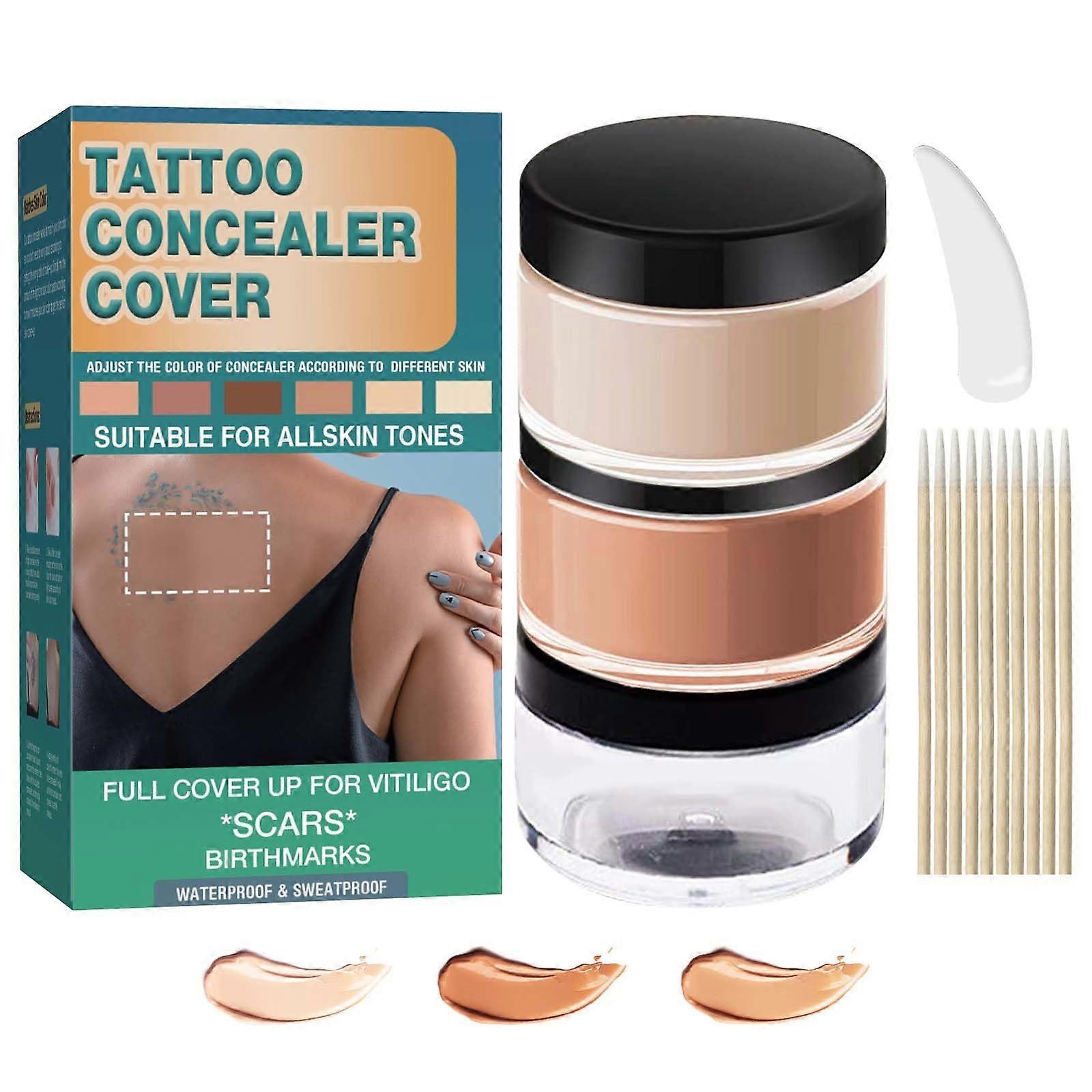 Tattoo Cover Up Concealer Kit Waterproof LongLasting Full Coverage for Scars and Dark Spots