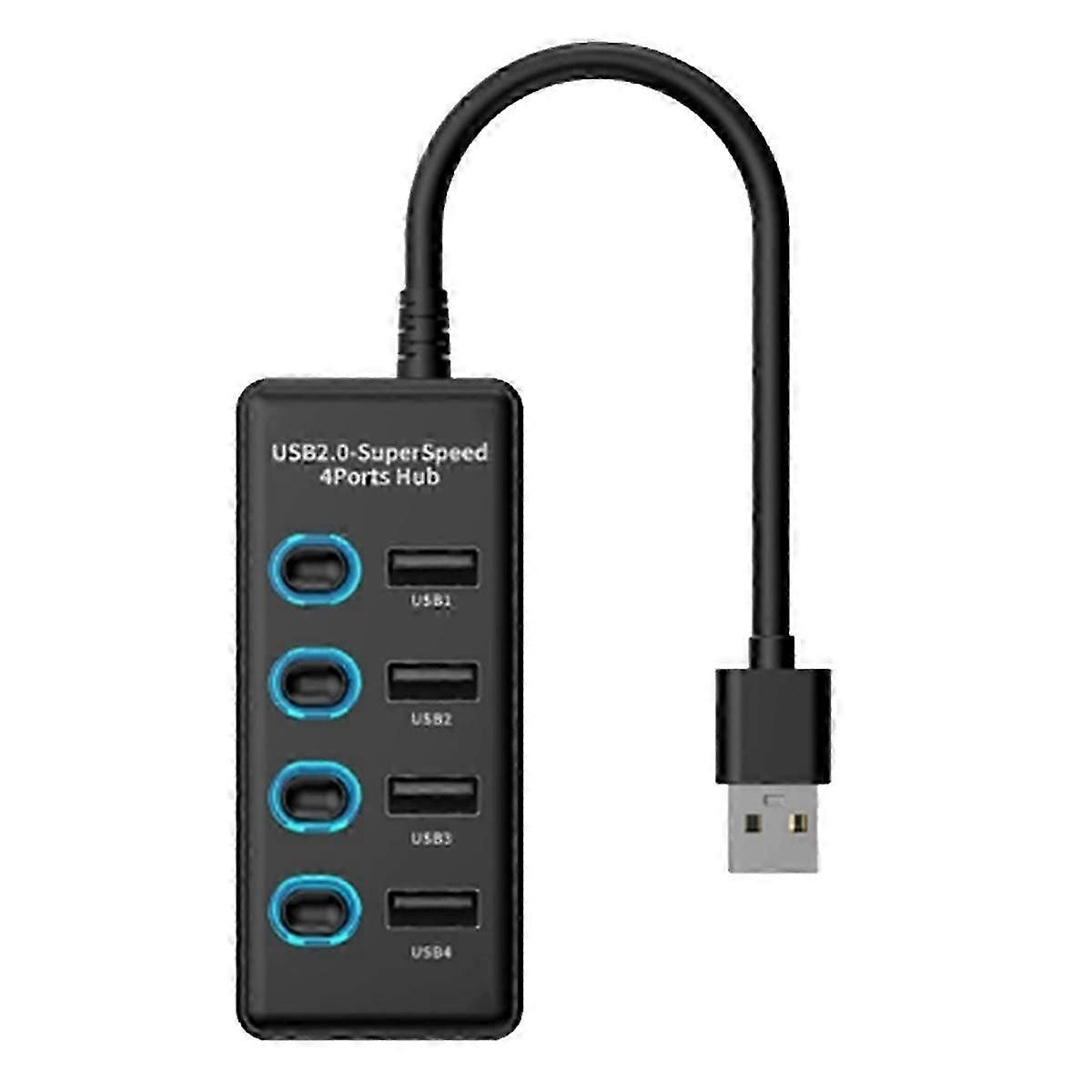 USB2.0 HUB Docking Station 4 Ports with Switch Charging USB2.0 Hub Computer Splitter