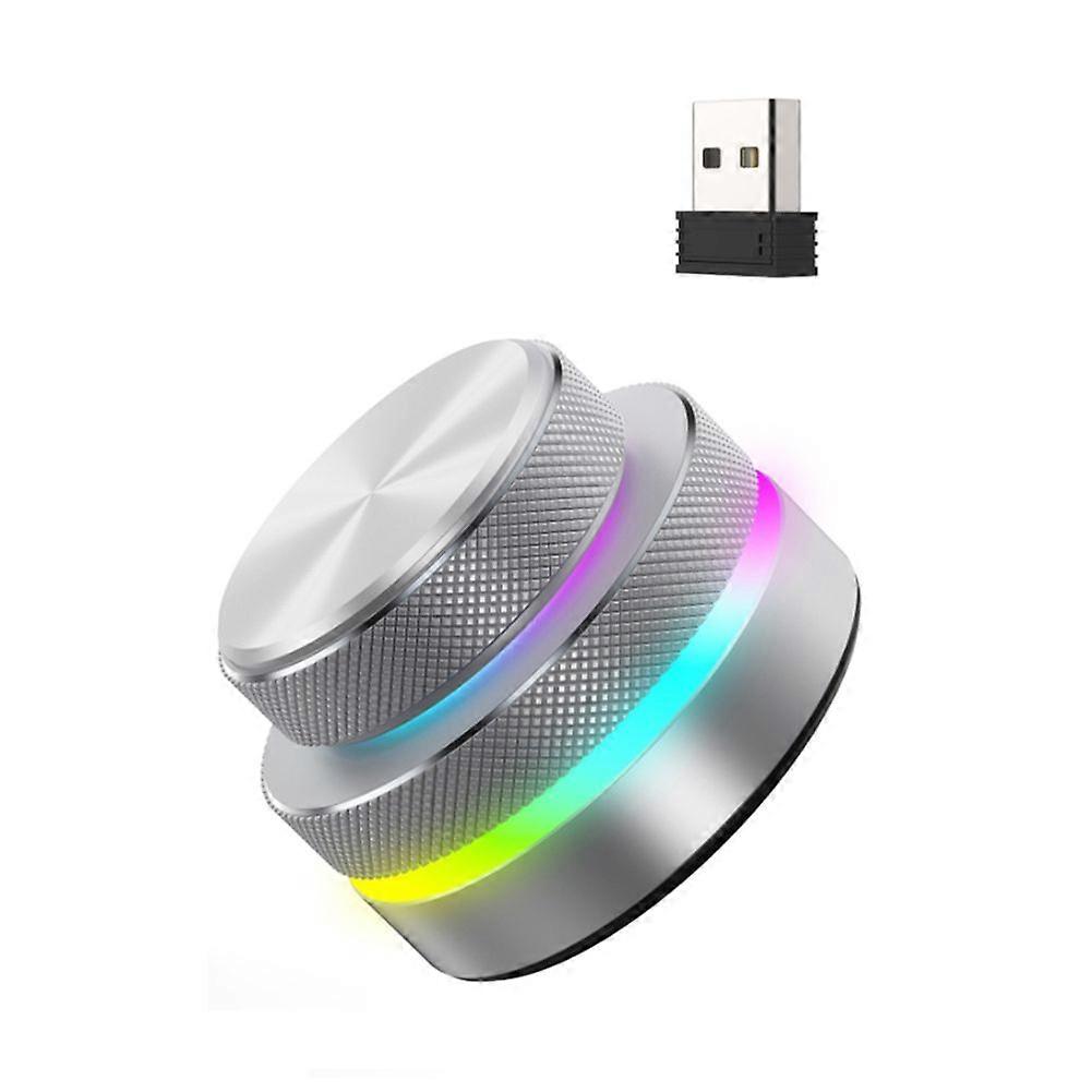 Three-Mode Dual Knob Keyboard with RGB Lights Reverse Direction Knob Single-Button Bluetooth Volume Knob Silver