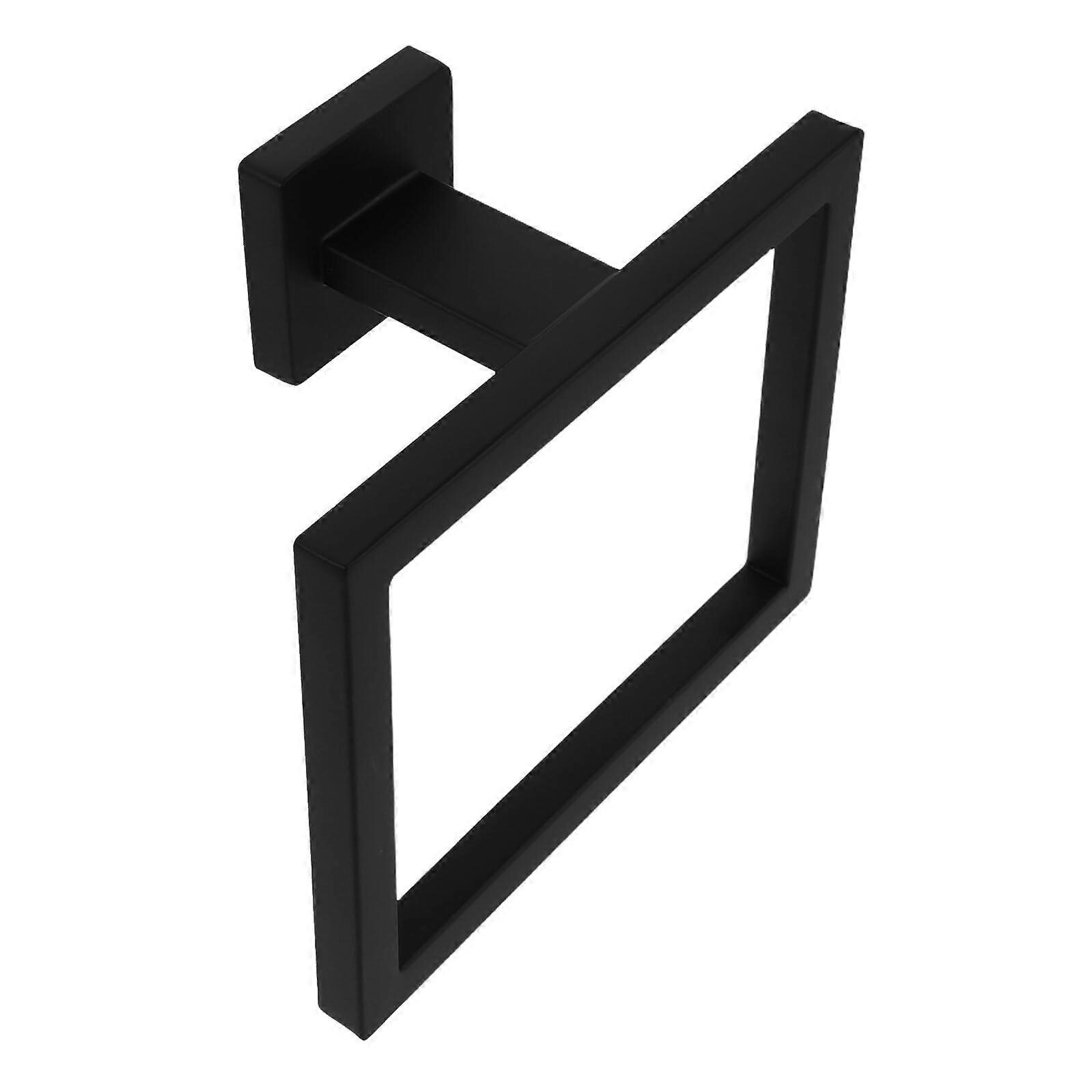 Bathroom Towel Ring Black Square Wall Mounted Stainless Steel Holder Elegant SpaceSaving Design