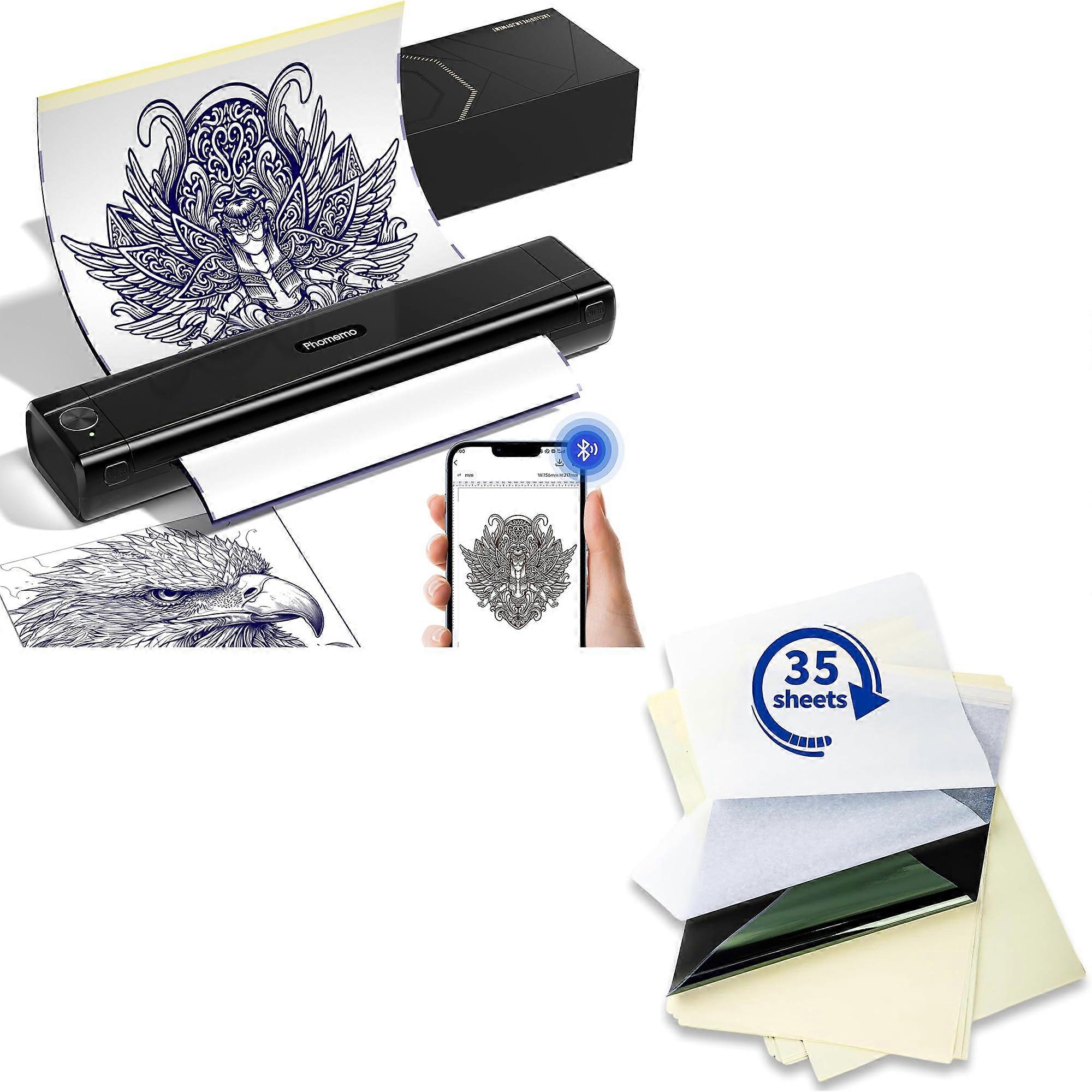 TP87 Wireless Tattoo Stencil Printer, Thermal Transfer with Paper Set for iPad Smartphone