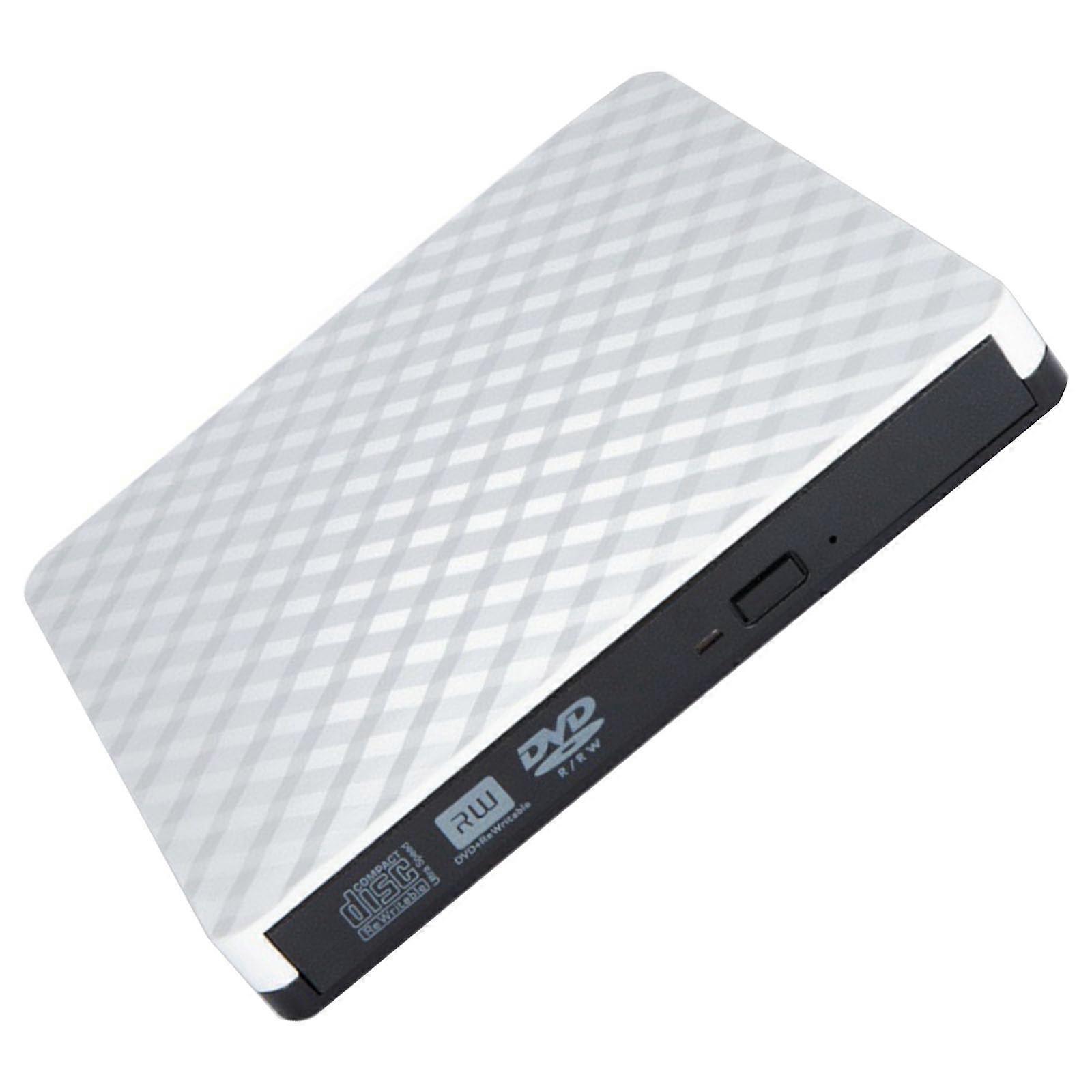 External DVD Drive USB 3.0 and TypeC Speed Burner Player for Laptop PC Windows Mac White