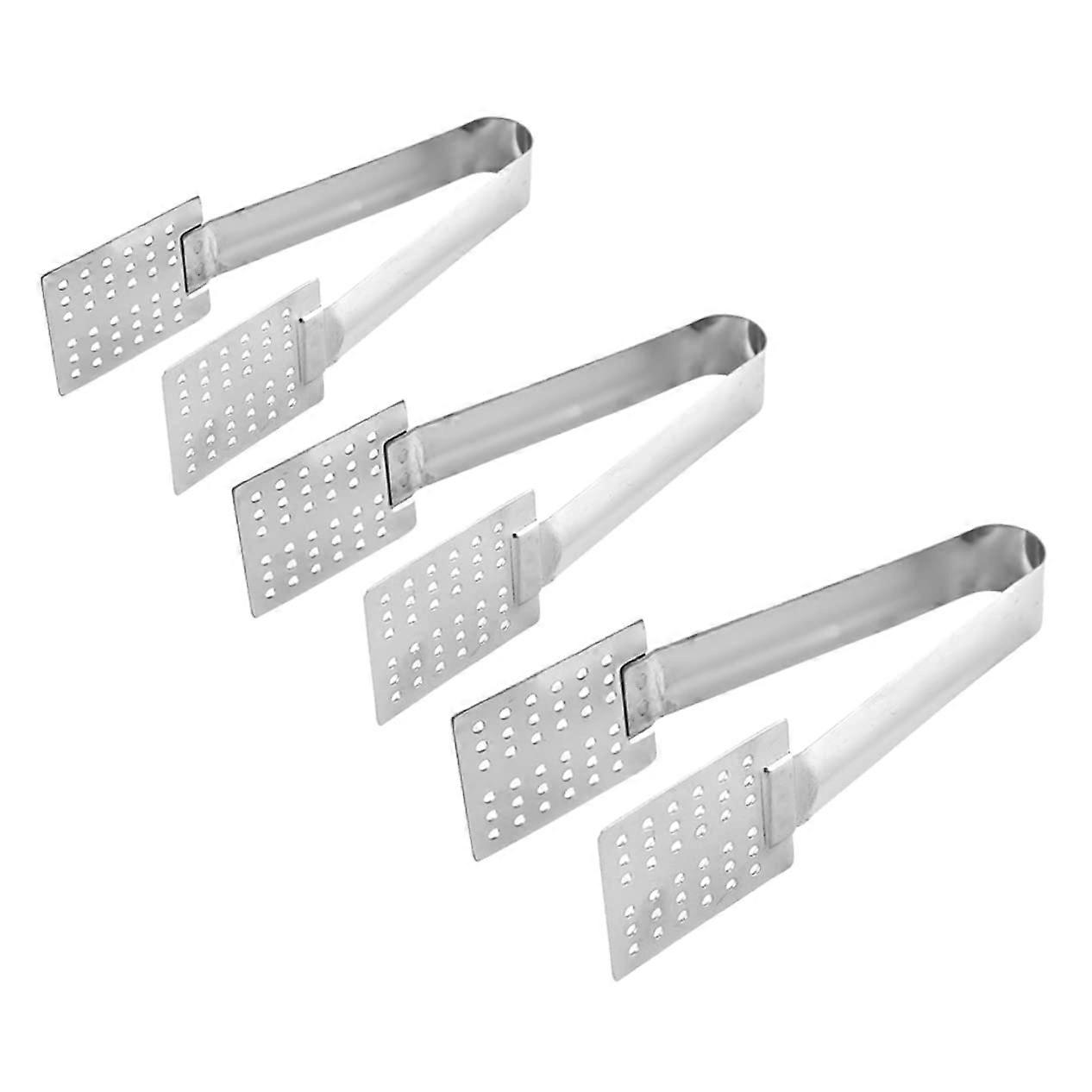 1 Set Stainless Steel Tongs and Tea Bag Clips, Durable Multi Functional Serving Tool, 3pcs