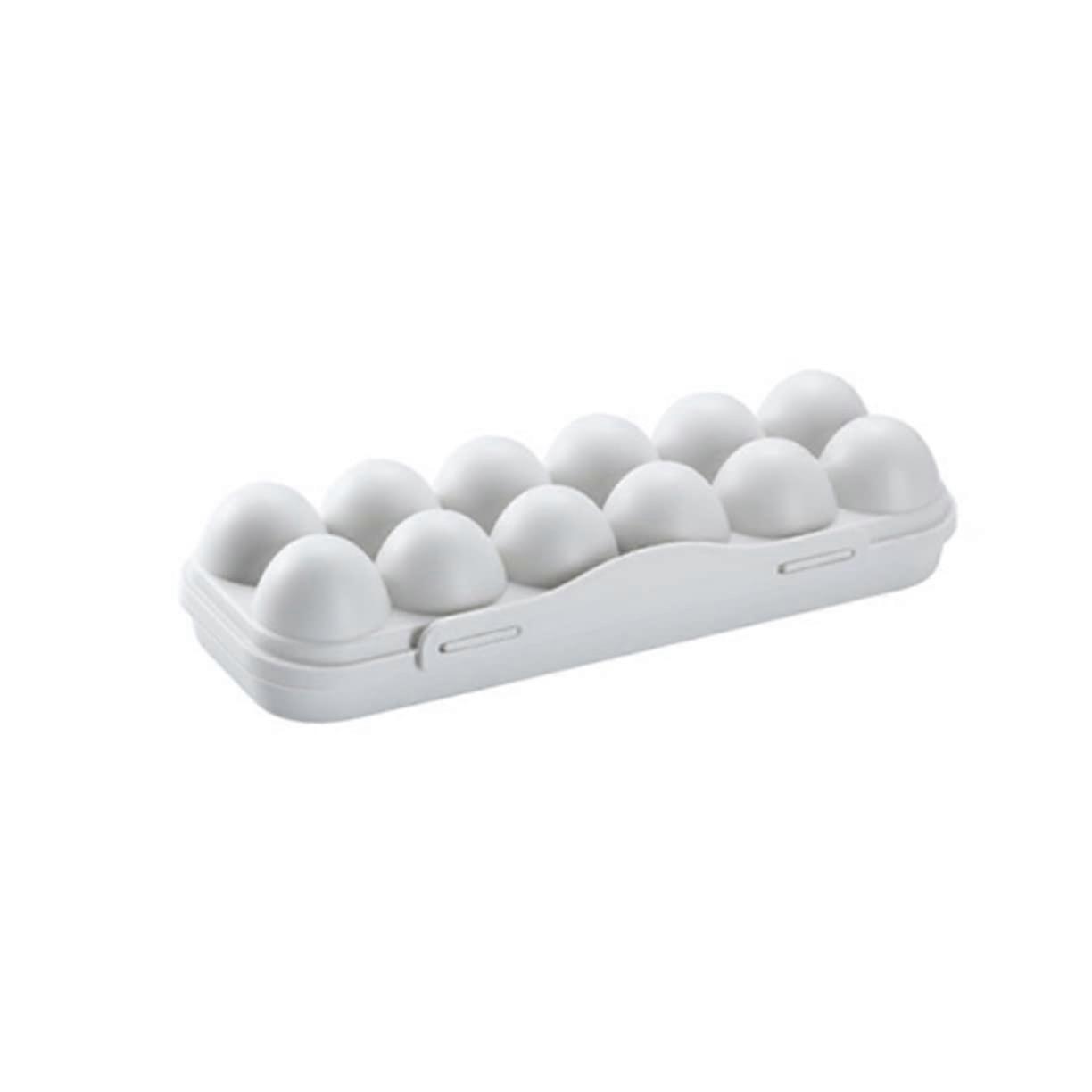 Egg Storage Container Set of 2 Stackable Plastic Egg Holder with Lid for Refrigerator Organizer Grey