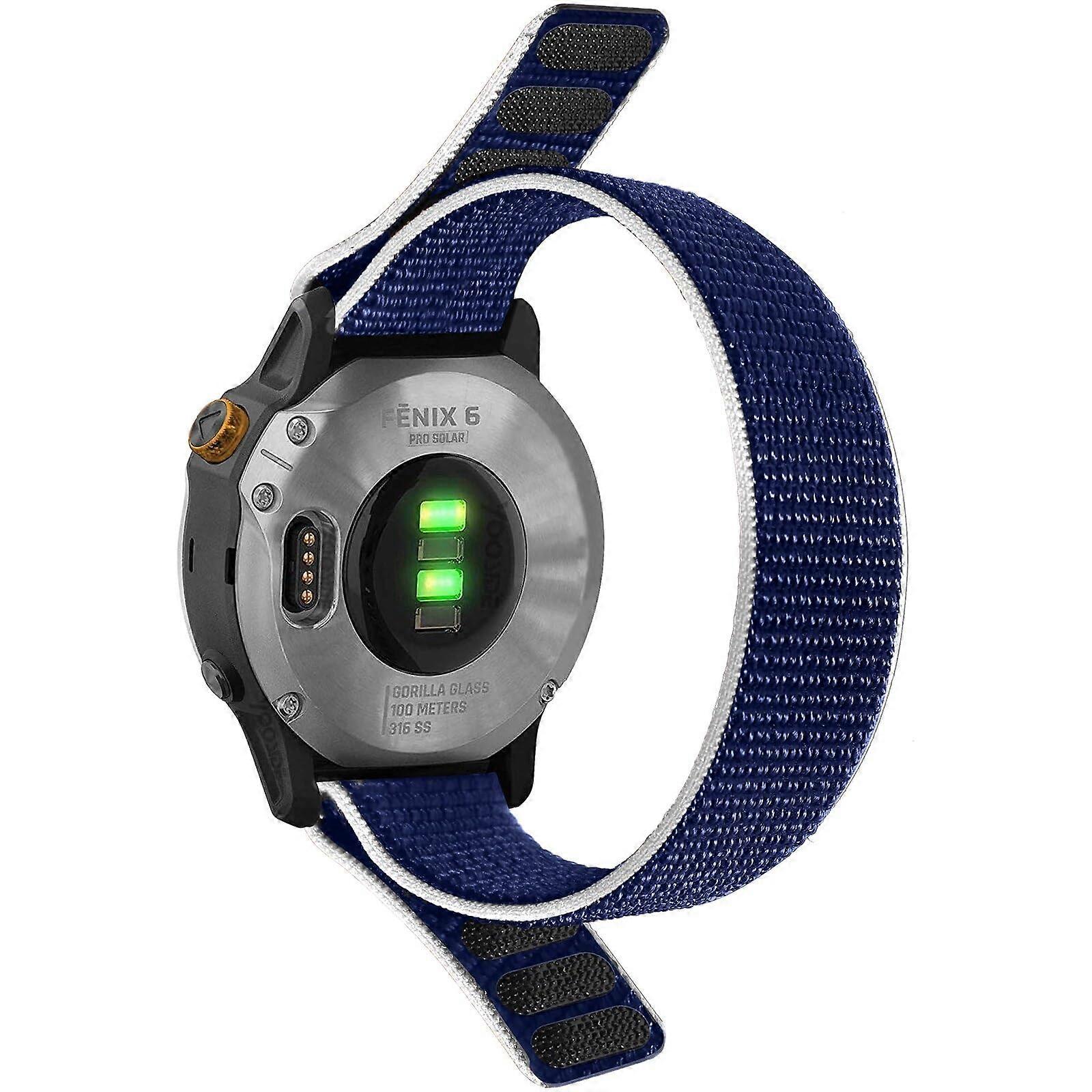 22mm Nylon Loop Quick Release Ultralight Quick Drying Dark Blue Watch Strap for Garmin Fenix
