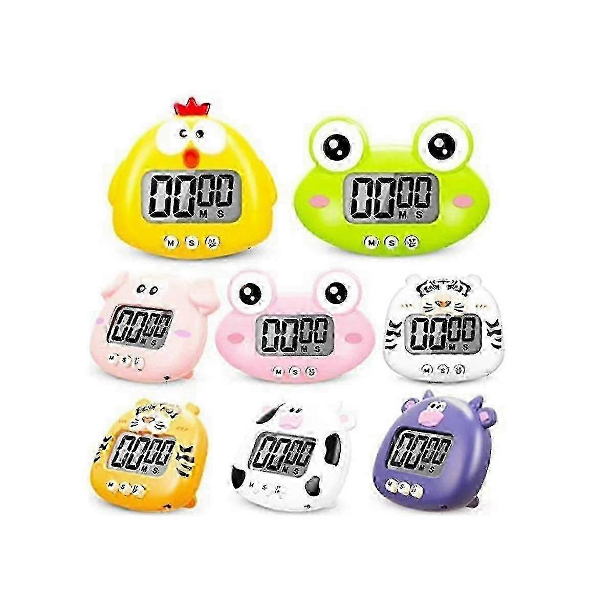 8 Pieces Animal Timer Cartoon Digital Kitchen Timer Countdown Timer Magnetic Timer Visual Timer For