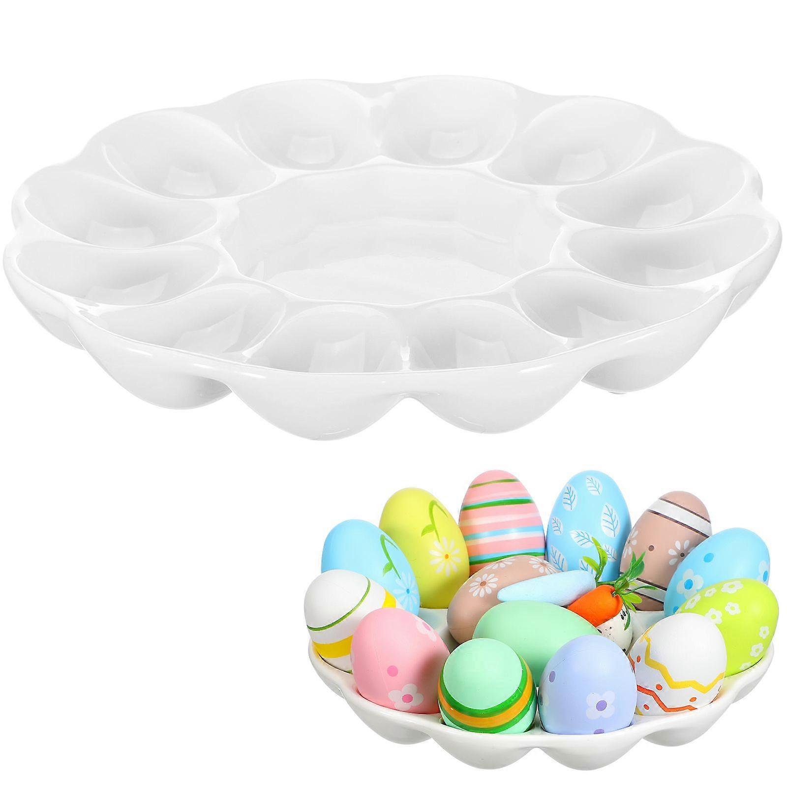 Egg Platter Ceramic Deviled Egg Tray Catering Platter Eggs Serving Tray
