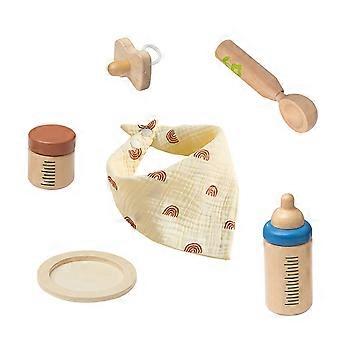 1 Set of Wooden Feeding Set Pretend Play Feeding Set Educational Wooden Bottle Feeding Set