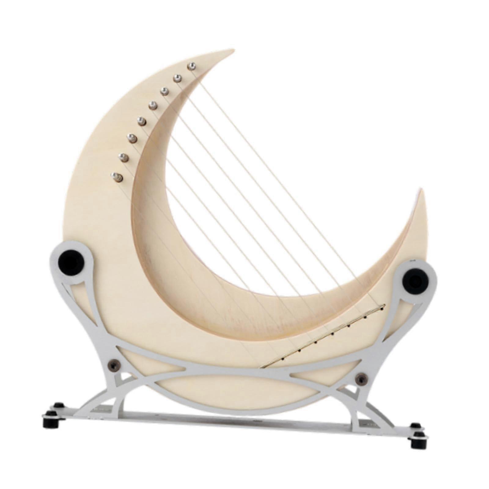 8 String Lyre Harp for Beginners, Maple Wood Moon Shape with Stand, Warm Tone and Easy Tuning