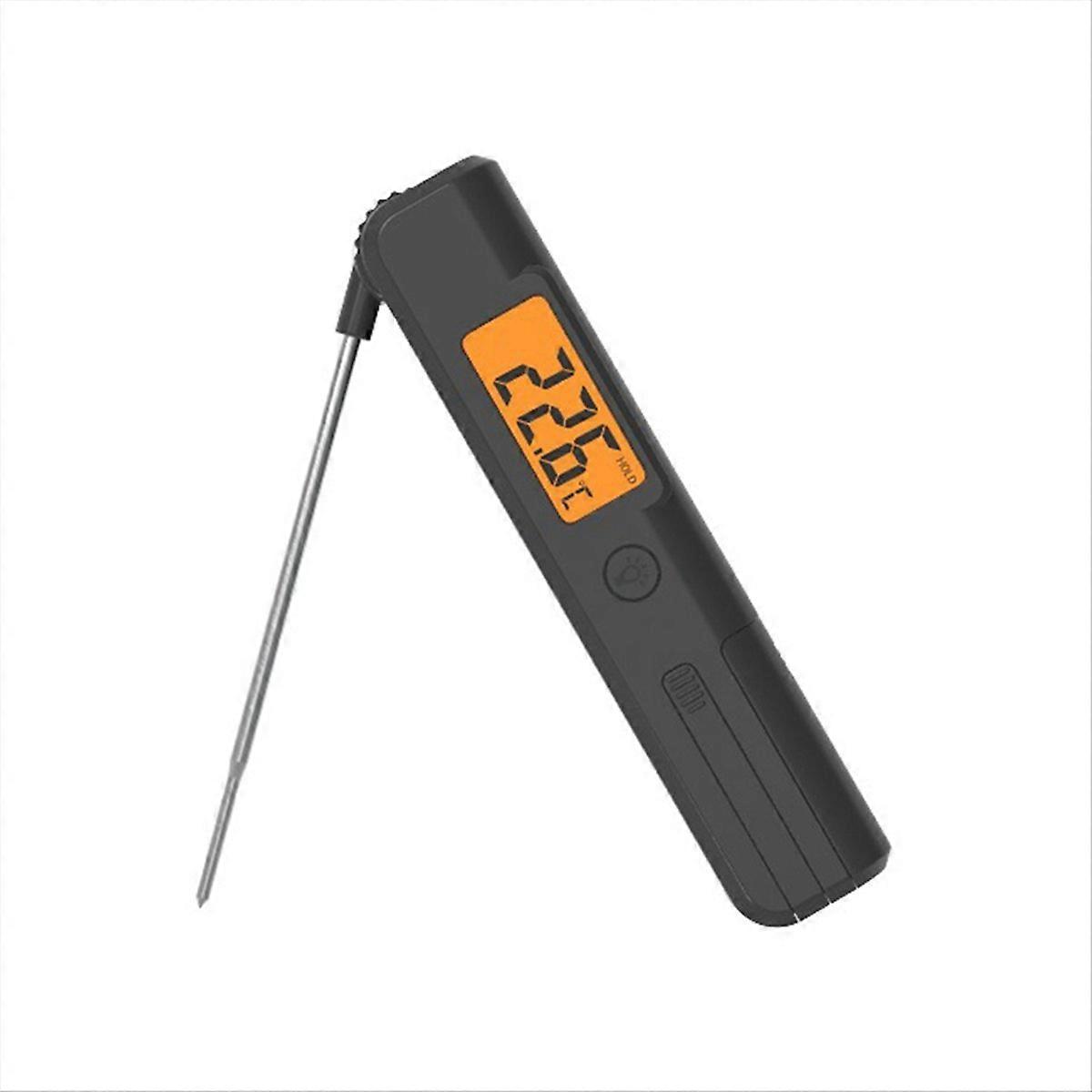 Foldable Digital Display Meat Thermometer with Probe Black