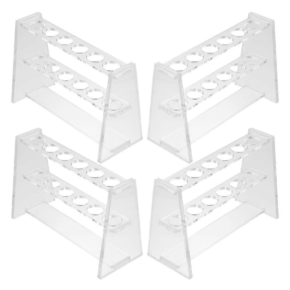 Test Tube Rack Double-Layer for Experiment Use 4Pcs Transparent Laboratory Holder