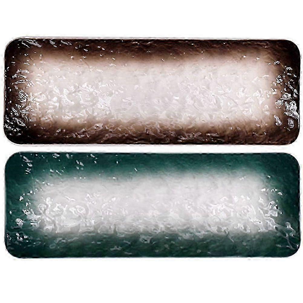 2Pcs Japanese Style Ceramic Plates Ceramic Sushi Plates Rectangular Snack Plates Food Serving Plates