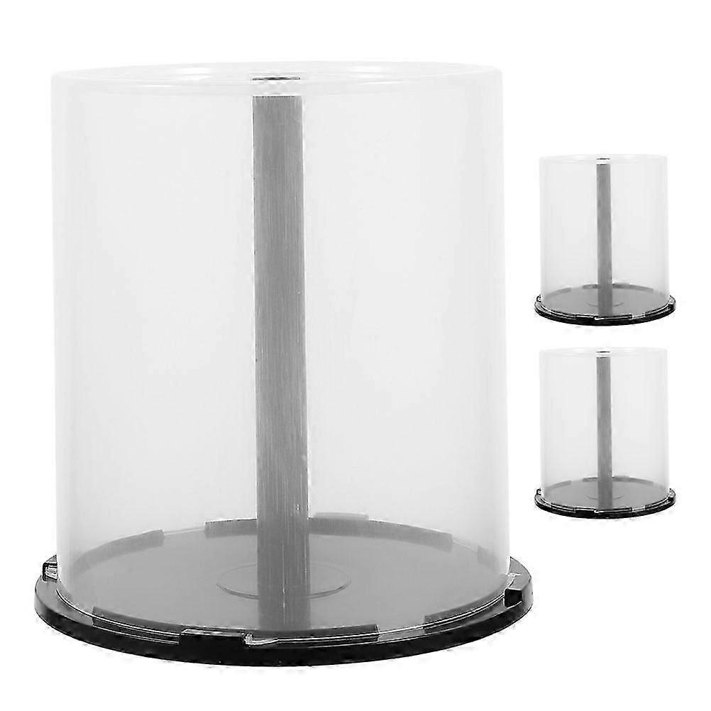 3pcs Stackable Clear CD DVD Storage Bucket 100 Disc Capacity Empty CD DVD Cake Box Spindle Storage Container compatible Collection