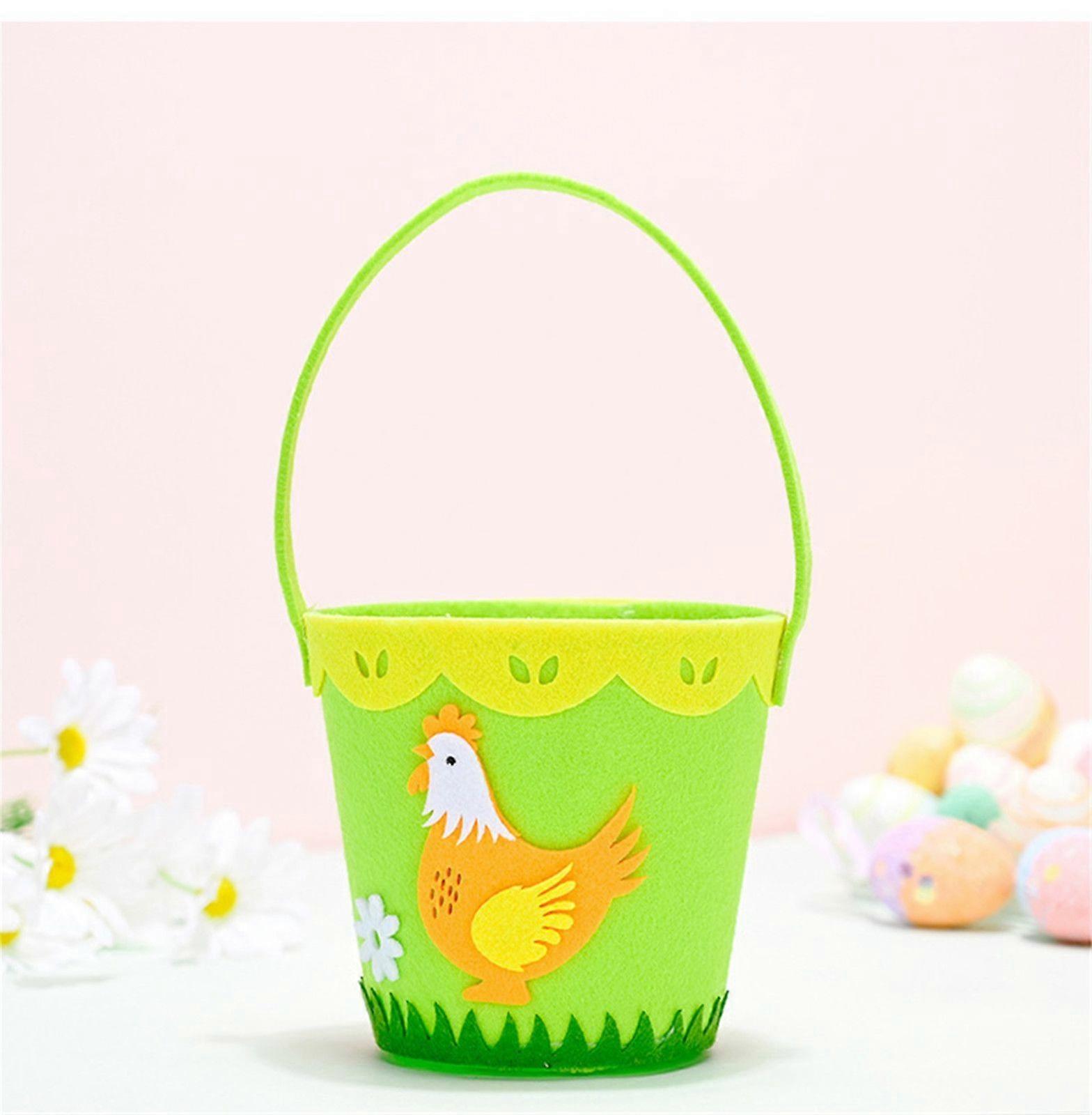 Easter Decorations Easter Round Portable Non-woven Bucket Easter Decorations