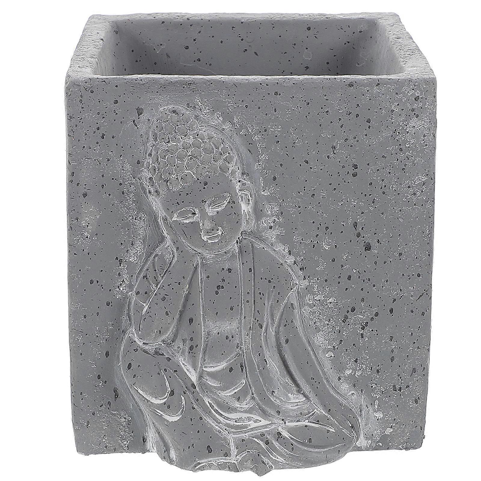 Succulent Multi-Purpose Creative Cement Buddha Pattern Planter for Office Desk