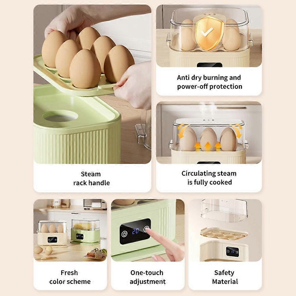 Portable Mini Multifunctional Egg with Timer Auto Shut Off Egg Steamer for Breakfast Egg Maker 6 Eggs EU Plug