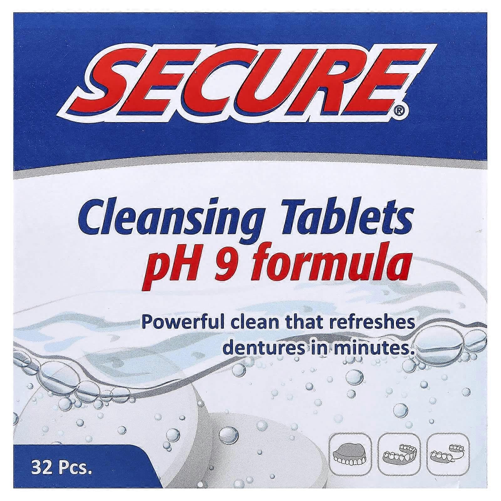 Secure Denture, Cleansing Tablets, pH 9 Formula , 32 Tablets, 3-Pack