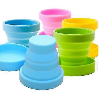 Conjunto de 5 copos de viagem dobráveis ​​de silicone - Leves, portáteis e perfeitos para camping, trilhas e viagens!
